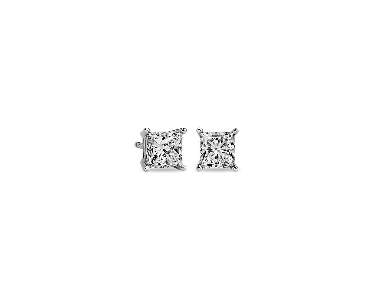 Lab Grown Diamond Princess Cut Stud Earrings in 14k White Gold 1 1 2 ct. tw