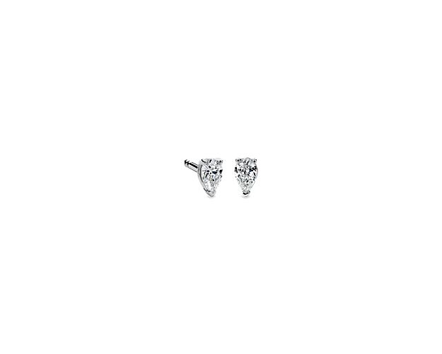 Lab Grown Diamond Pear Cut Stud Earrings in 14K White Gold (1/4 ct. tw.)