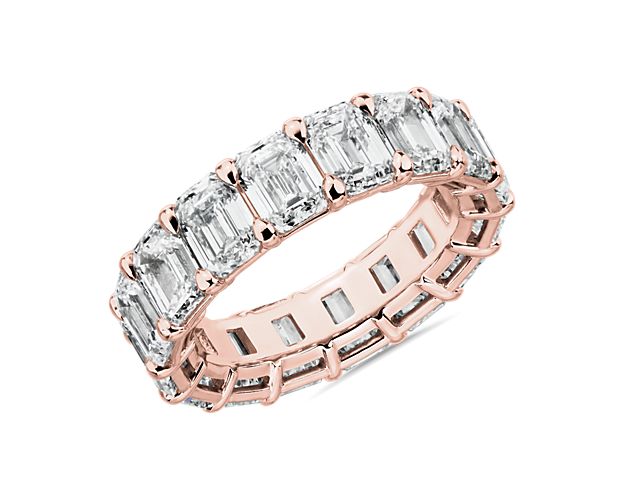 Lab Grown Diamond Emerald Cut Eternity Ring in 14k Rose Gold (8 ct. tw.)