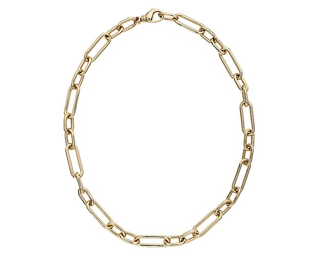 Mixed links necklace in yellow gold