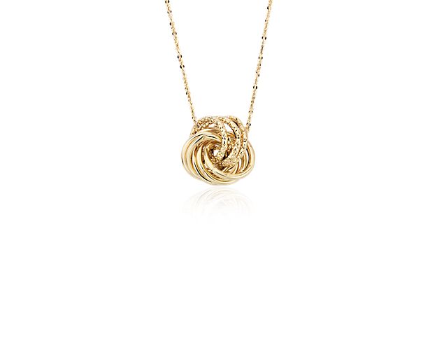 Yellow gold love knot necklace