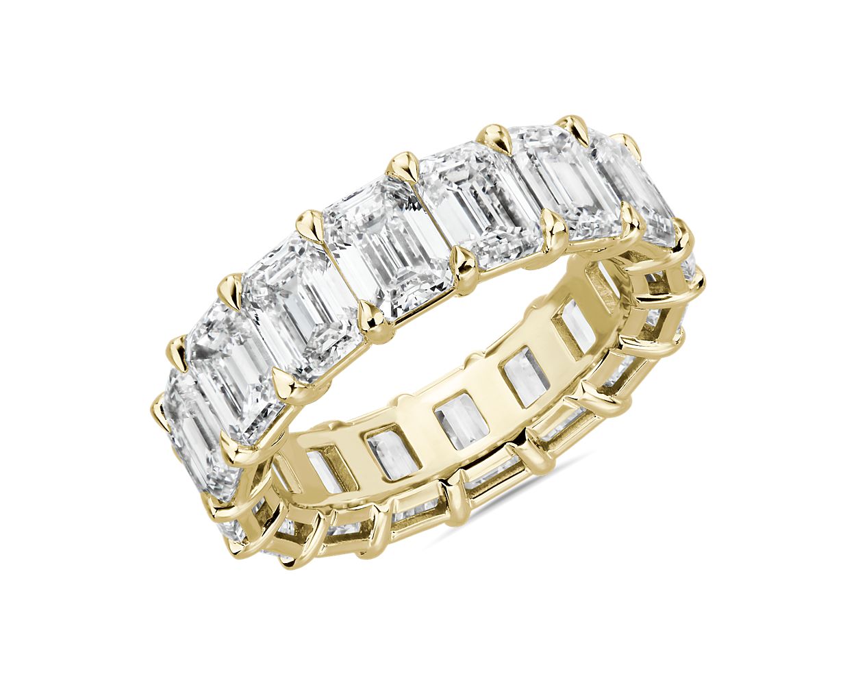 Lab Grown Diamond Emerald Cut Eternity Ring in 14k Yellow Gold (9 1/2 ...