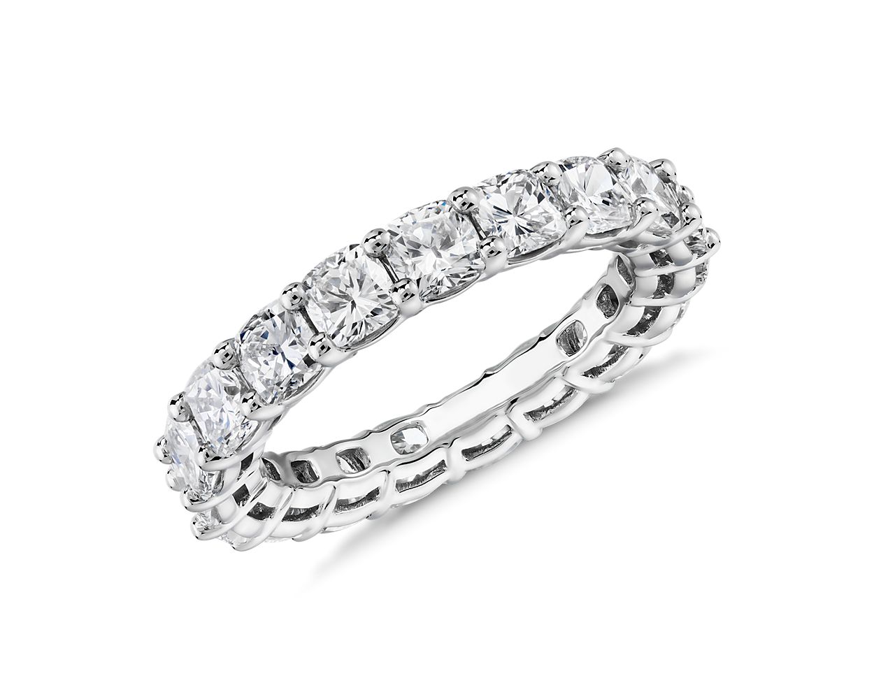 Cushion Cut Diamond Eternity Ring in 14k White Gold (4 ct. tw.)