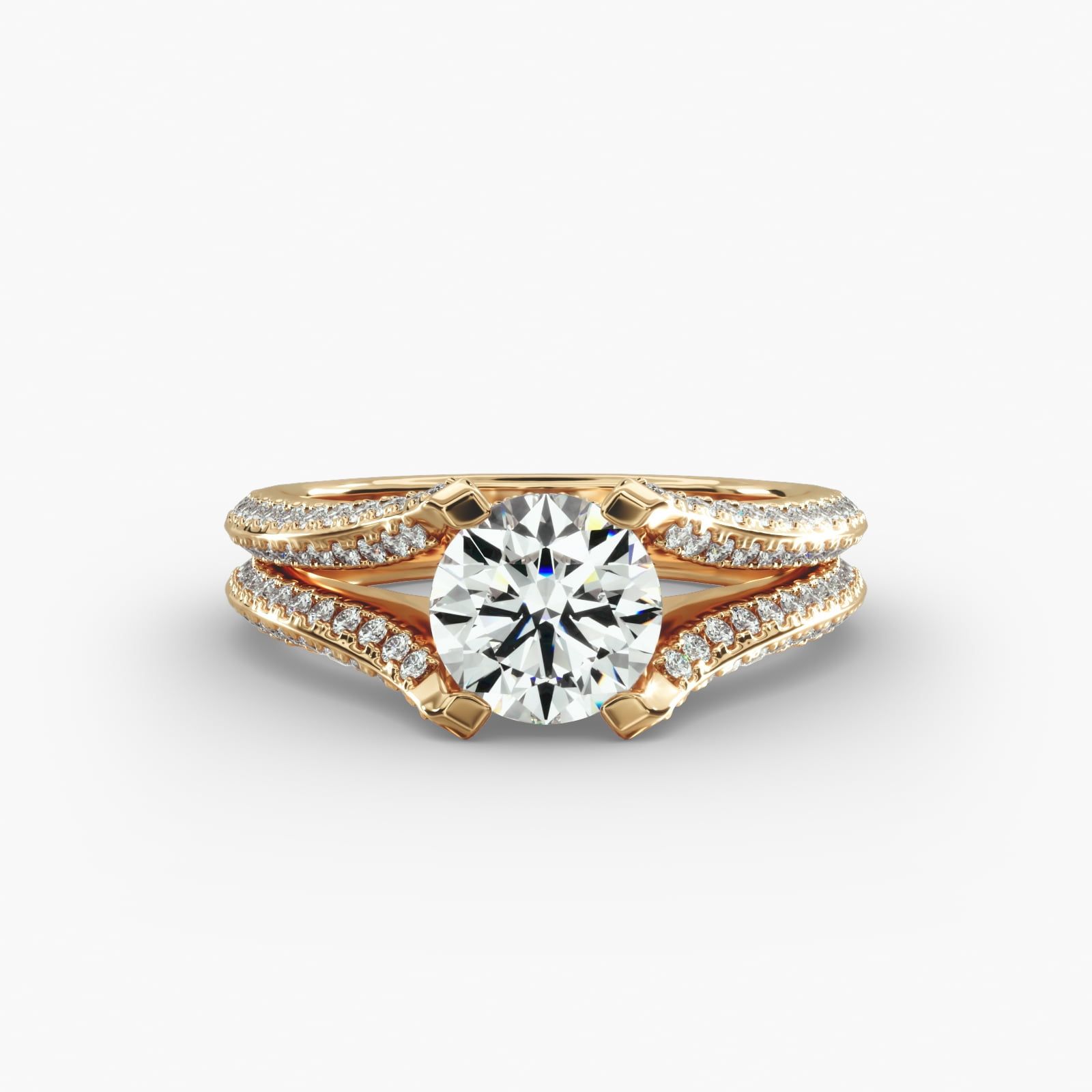 Bella Vaughan for Blue Nile Seattle Split Shank Double Pavé Diamond