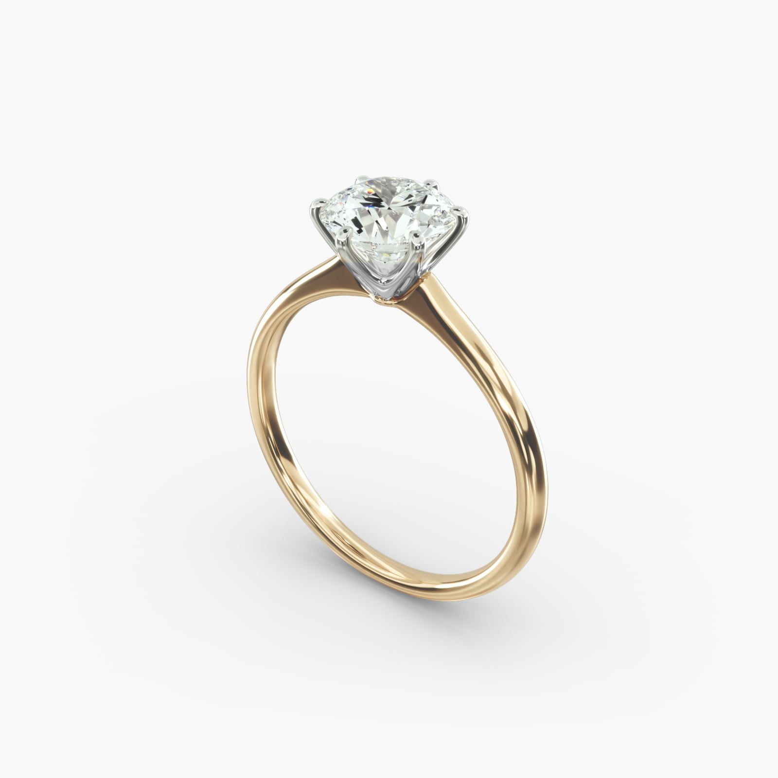 Petite Nouveau Six Prong Solitaire Engagement Ring in 18k Yellow Gold