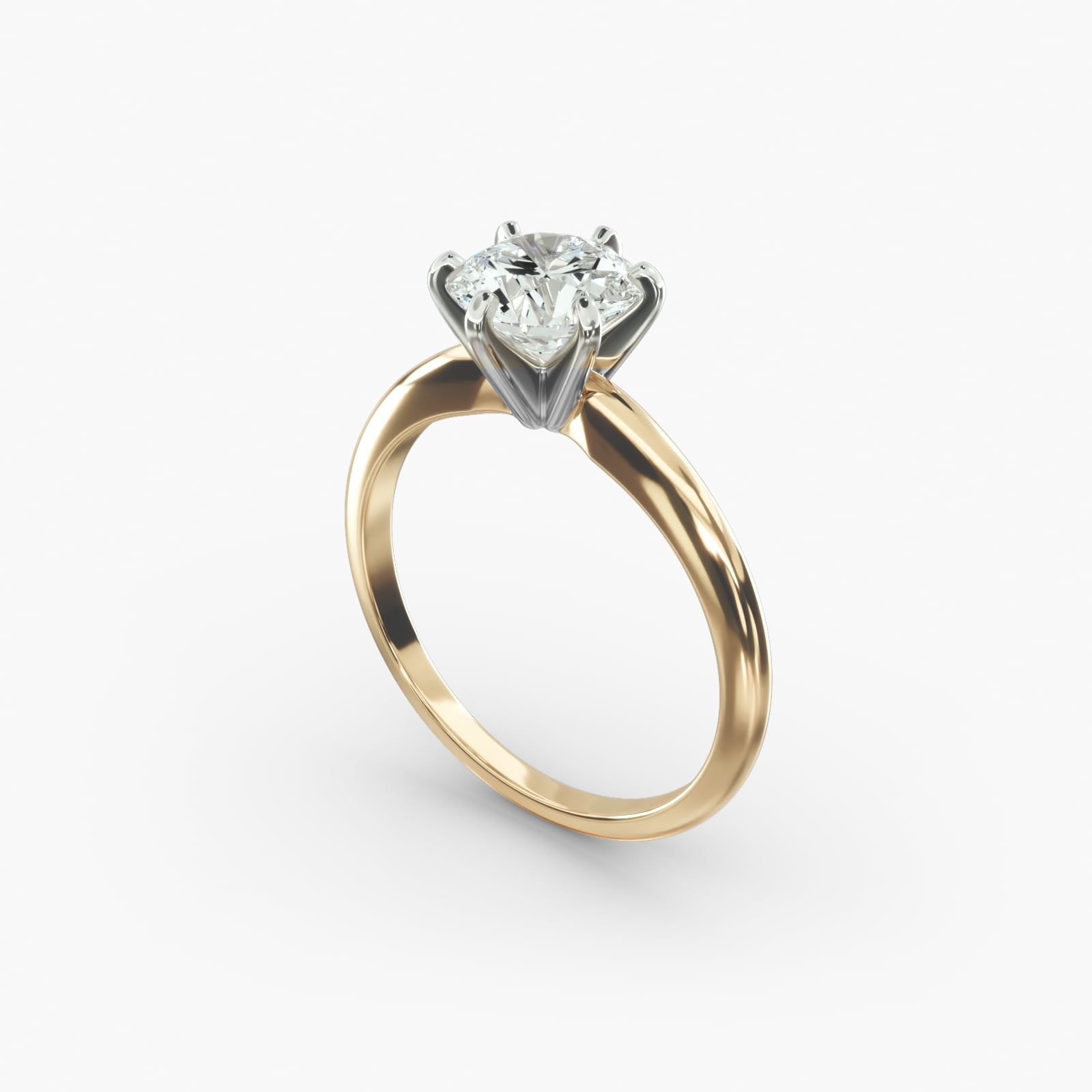 Six prong yellow gold engagement ring sale