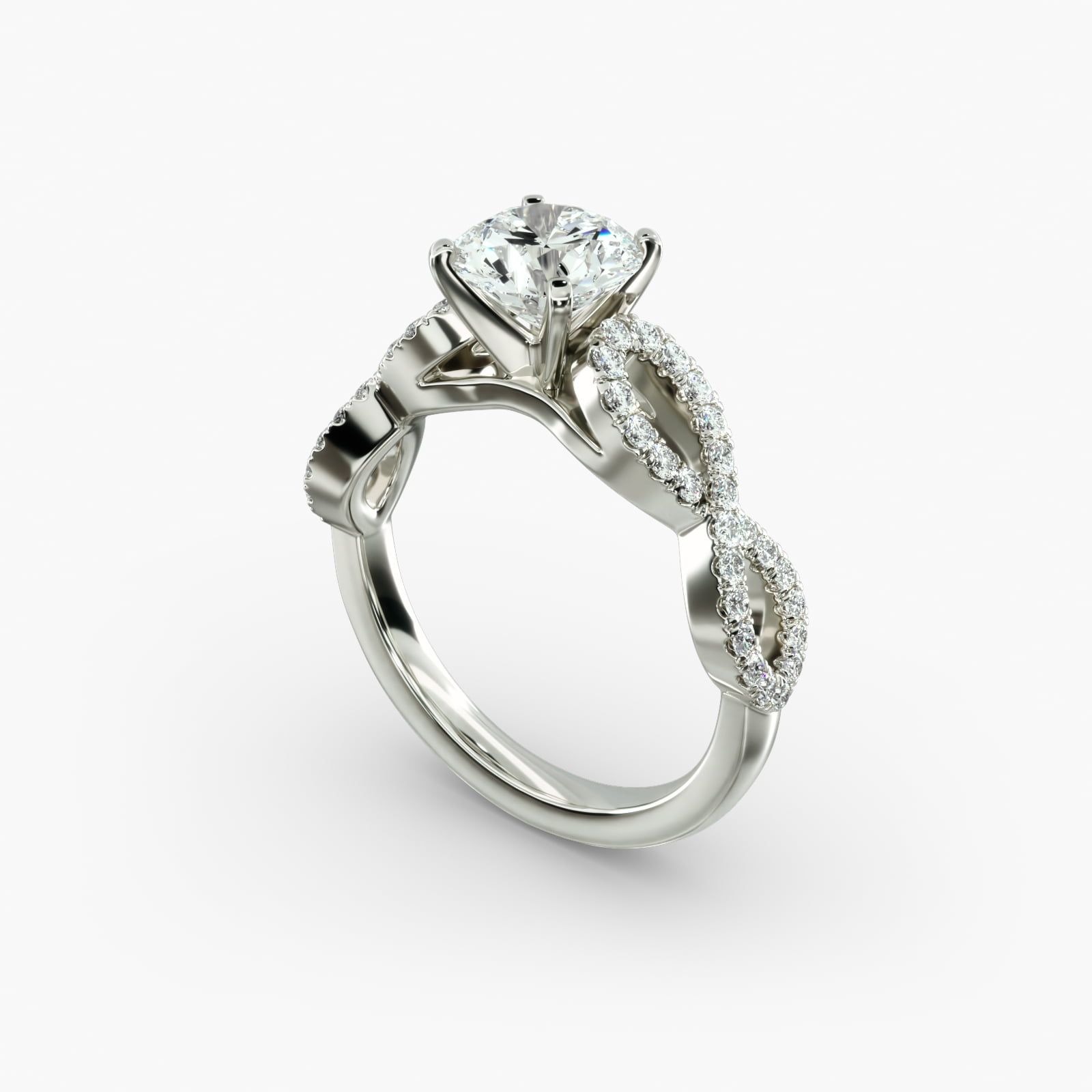 Infinity Twist Micropave Diamond Engagement Ring in Platinum 1 4 ct. tw