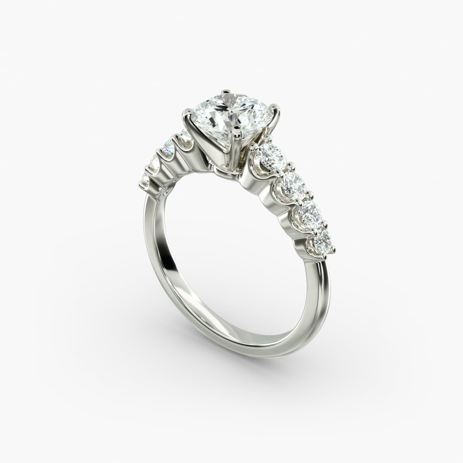 Graduated Side Stone Diamond Engagement Ring in 14k White Gold 3 8 ct. tw
