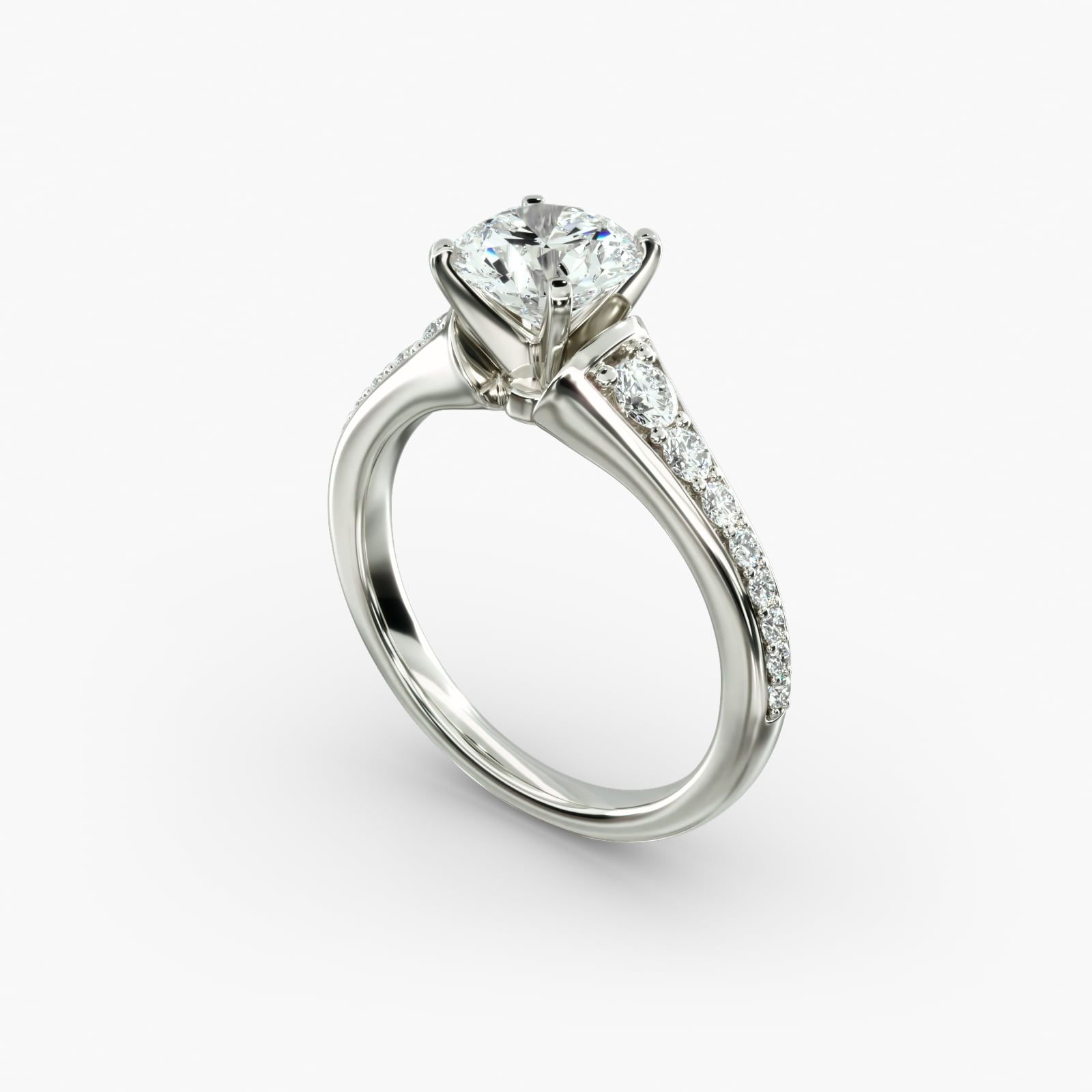 Graduated Diamond Engagement Ring in 14k White Gold 1 3 ct. tw