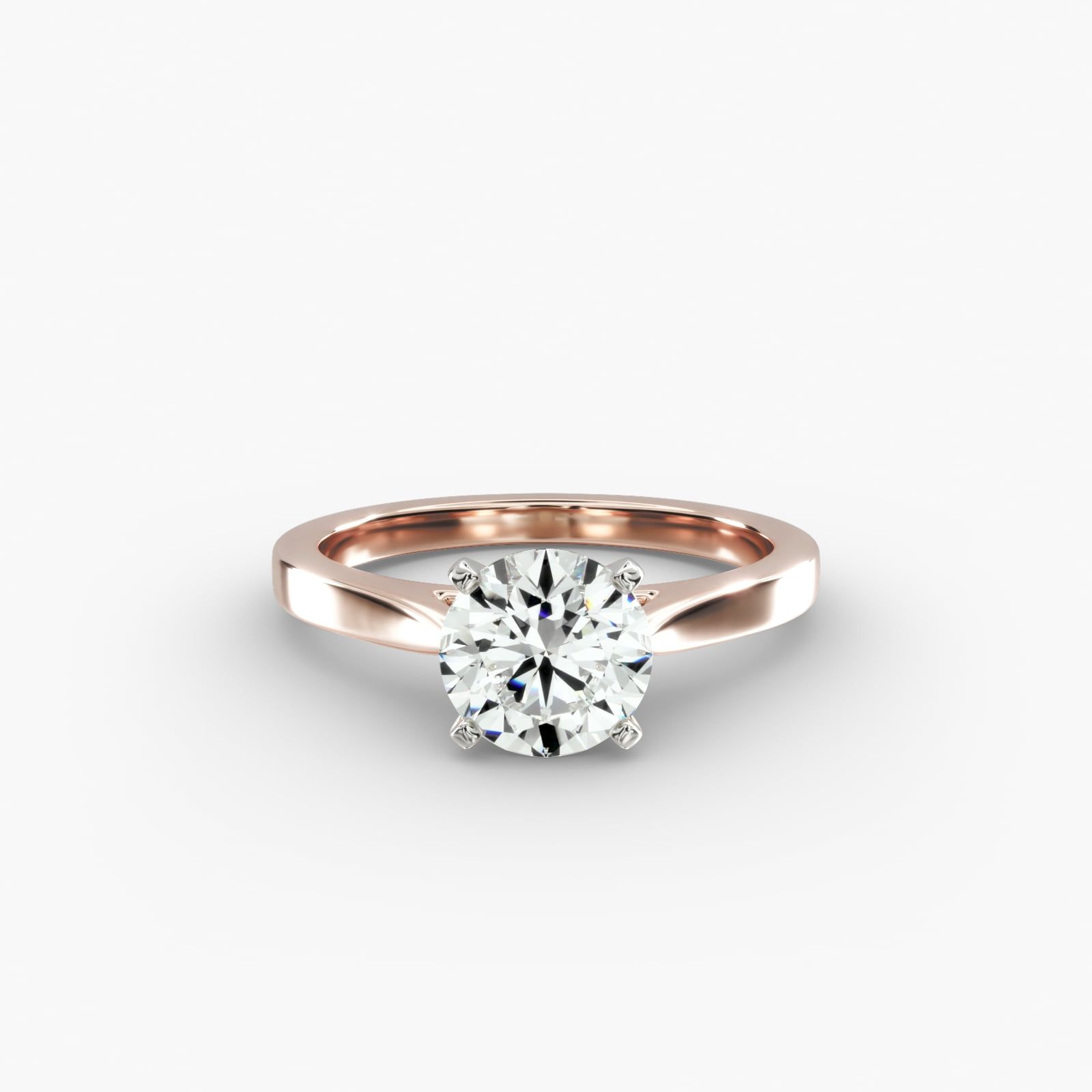 Petite Cathedral Solitaire Engagement Ring in 14k Rose Gold