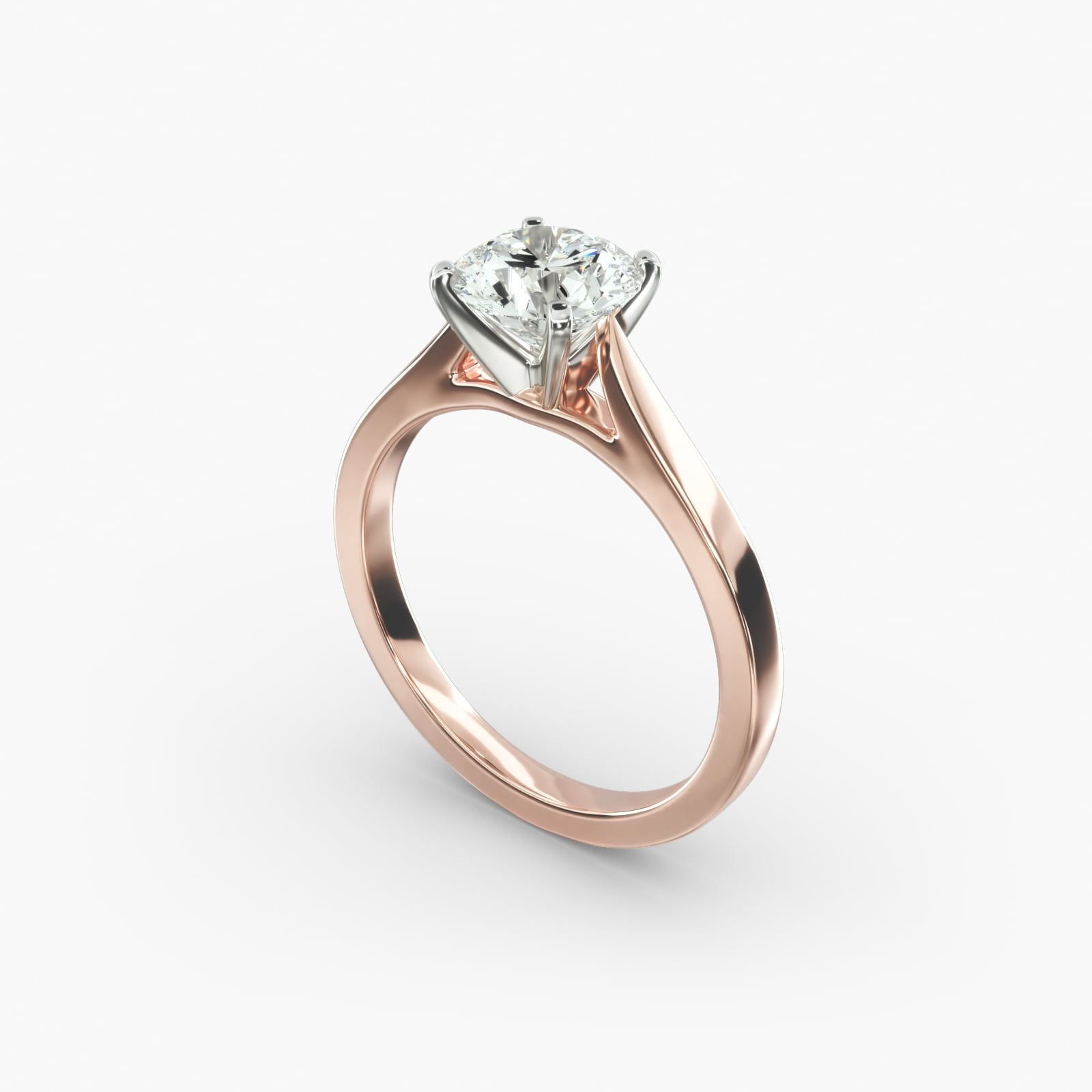Petite Cathedral Solitaire Engagement Ring in 14k Rose Gold
