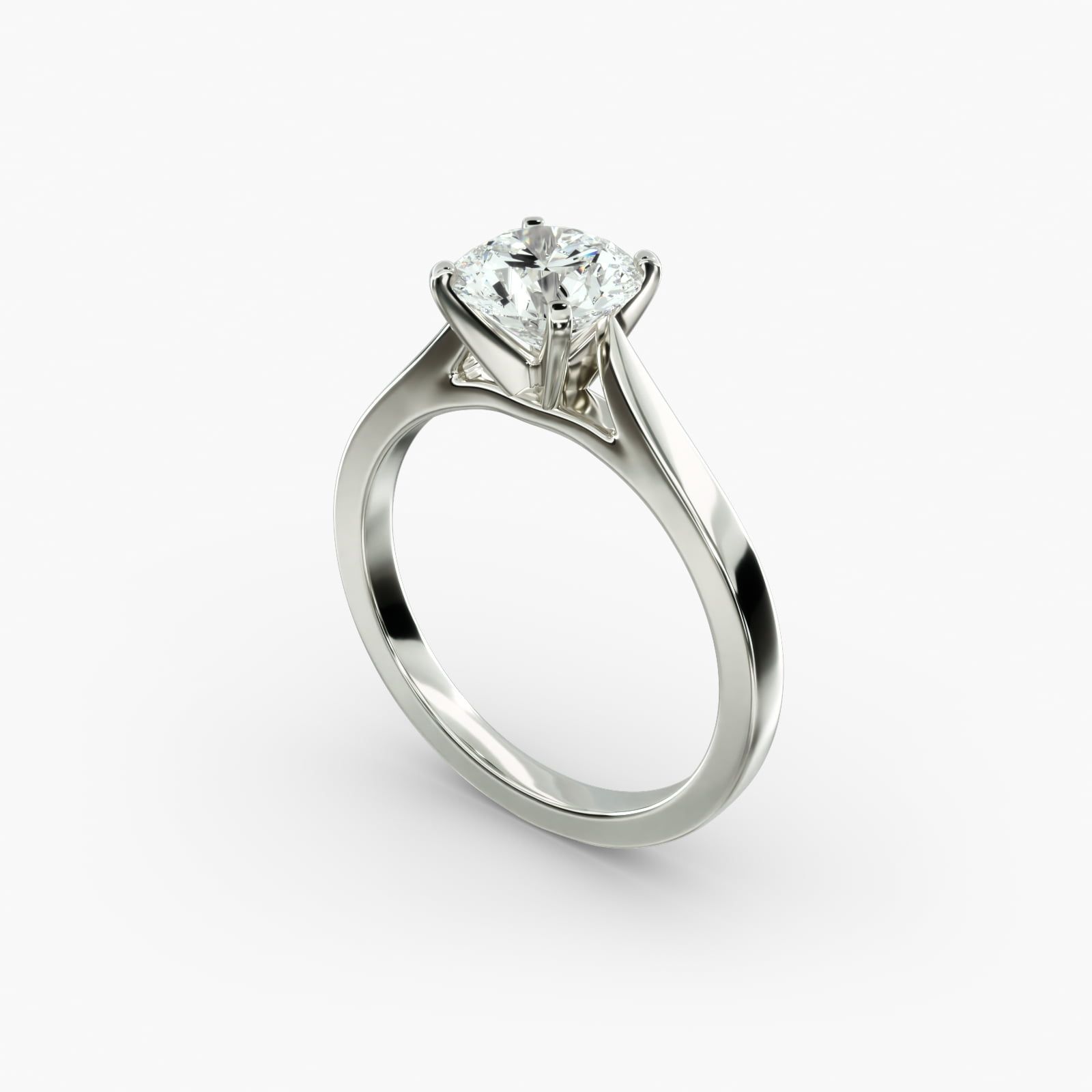Petite Cathedral Solitaire Engagement Ring in Platinum