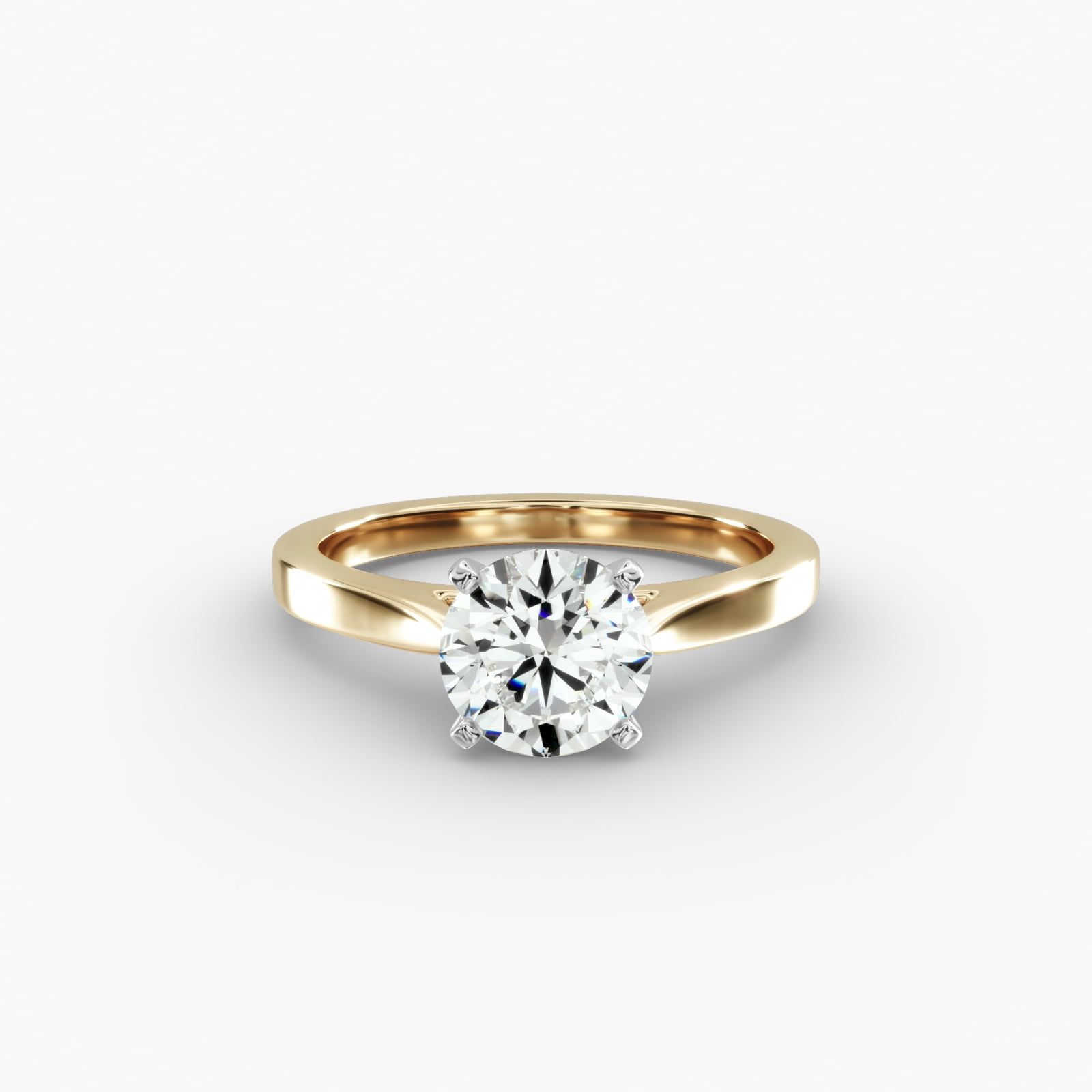 Petite Cathedral Solitaire Engagement Ring in 14k Yellow Gold