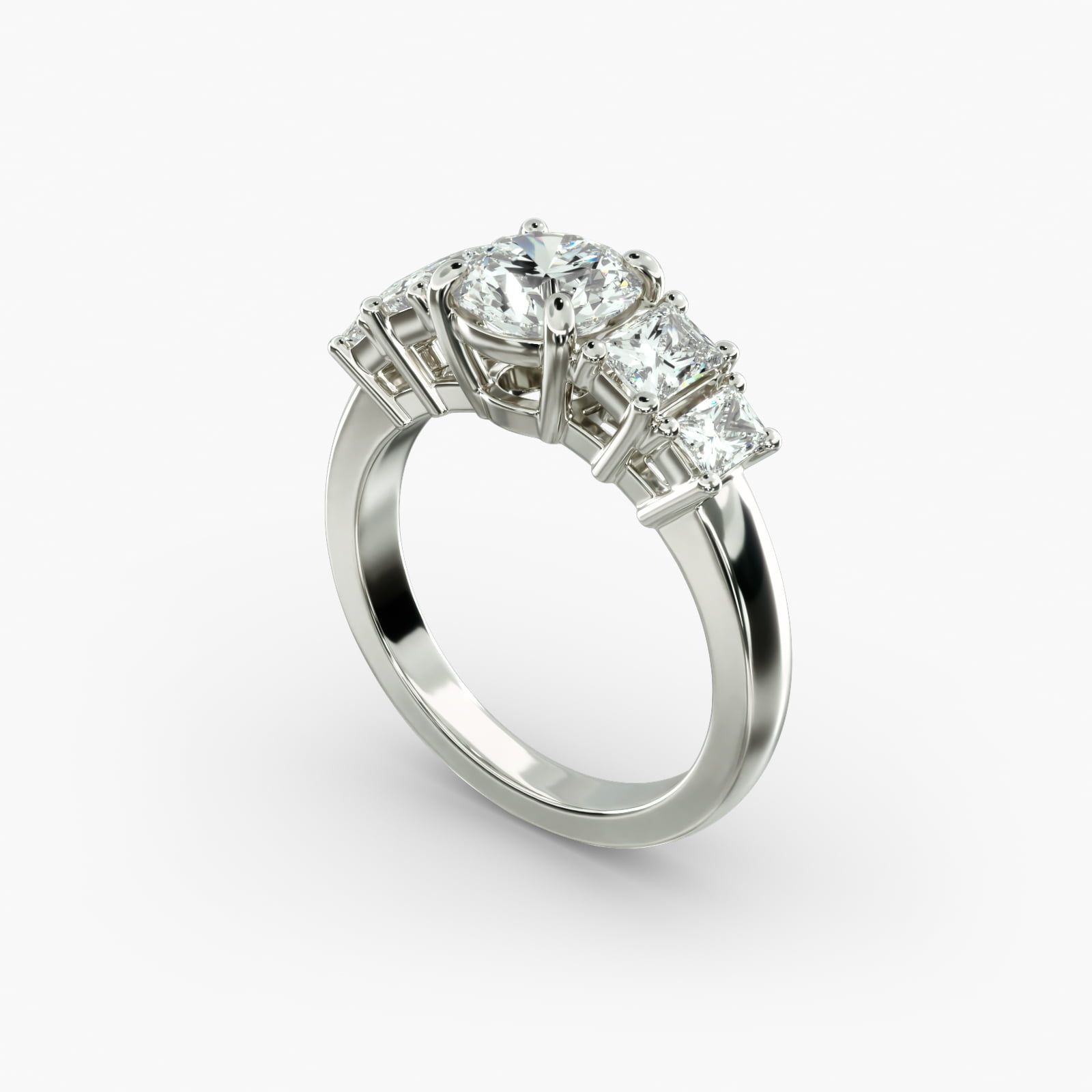 Four Stone Princess Cut Diamond Engagement Ring in 14k White Gold 1 ct. tw