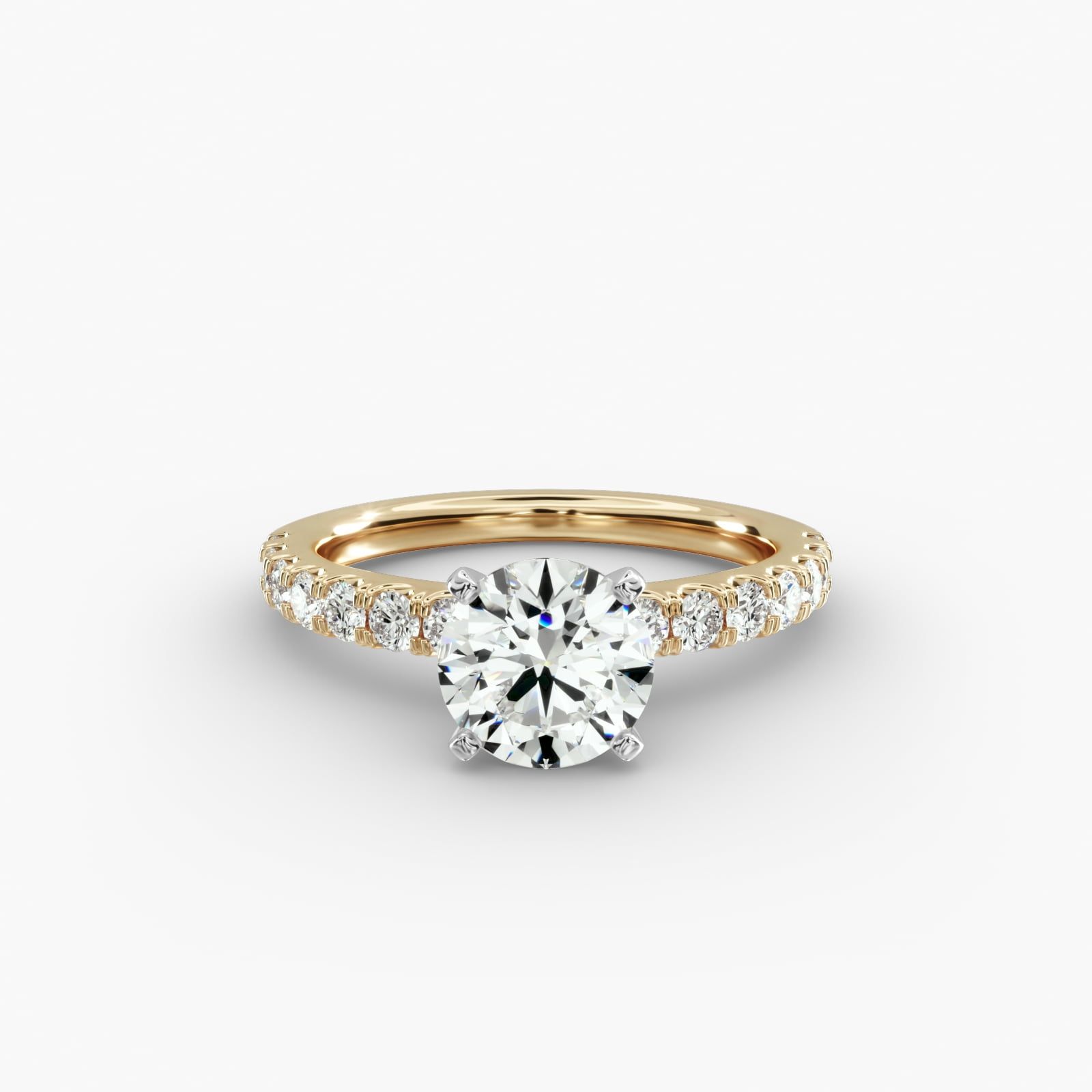 Scalloped Pave Diamond Engagement Ring in 18k Yellow Gold 3 8 ct. tw