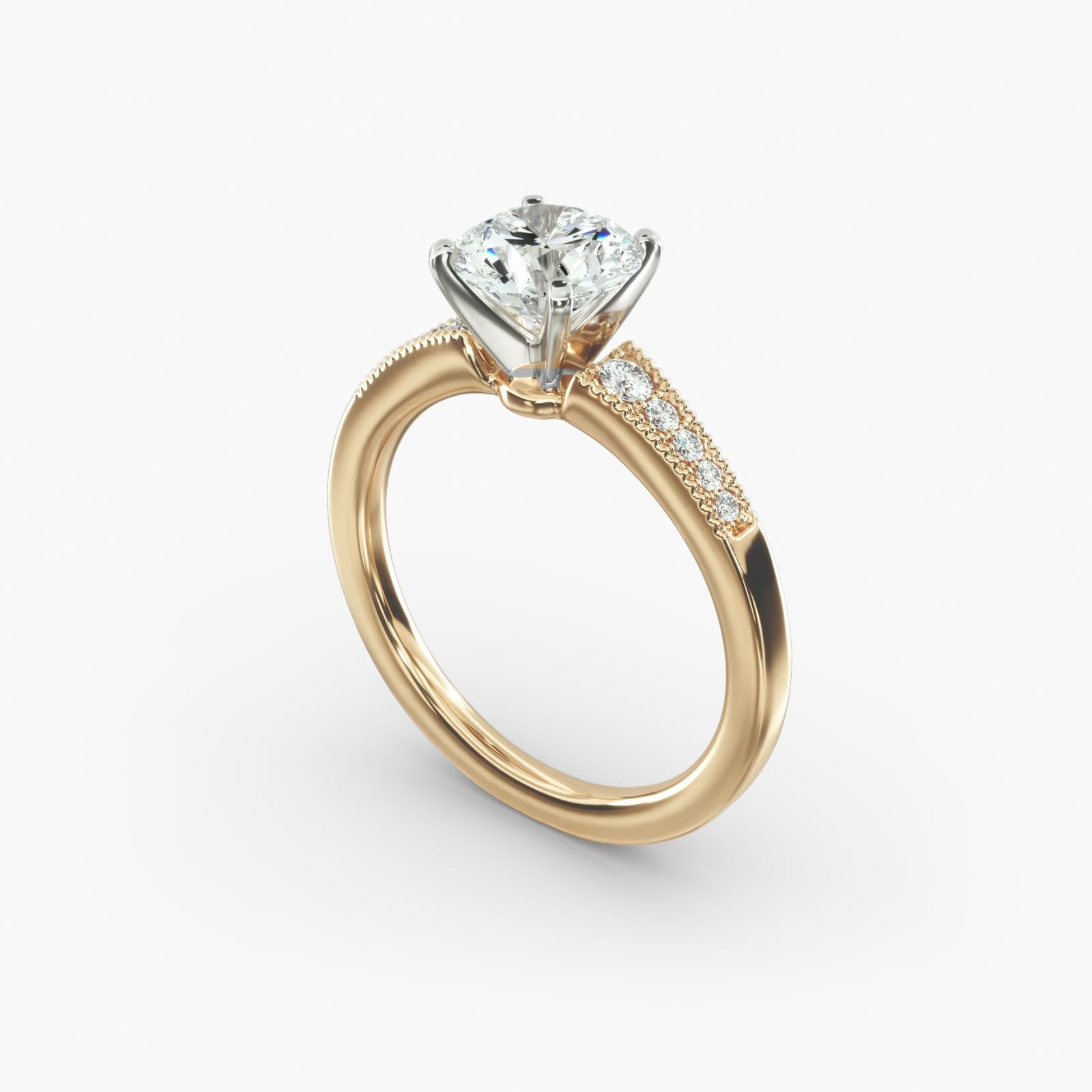 Graduated Milgrain Diamond Engagement Ring in 14k Yellow Gold 1 10 ct. tw