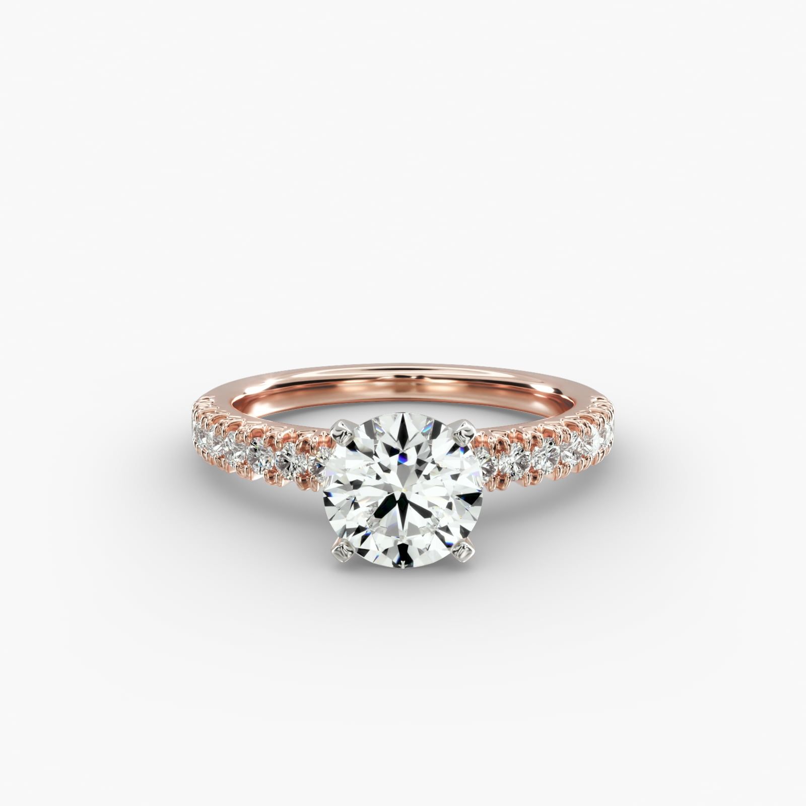 French Pave Diamond Engagement Ring in 14k Rose Gold 1 4 ct. tw