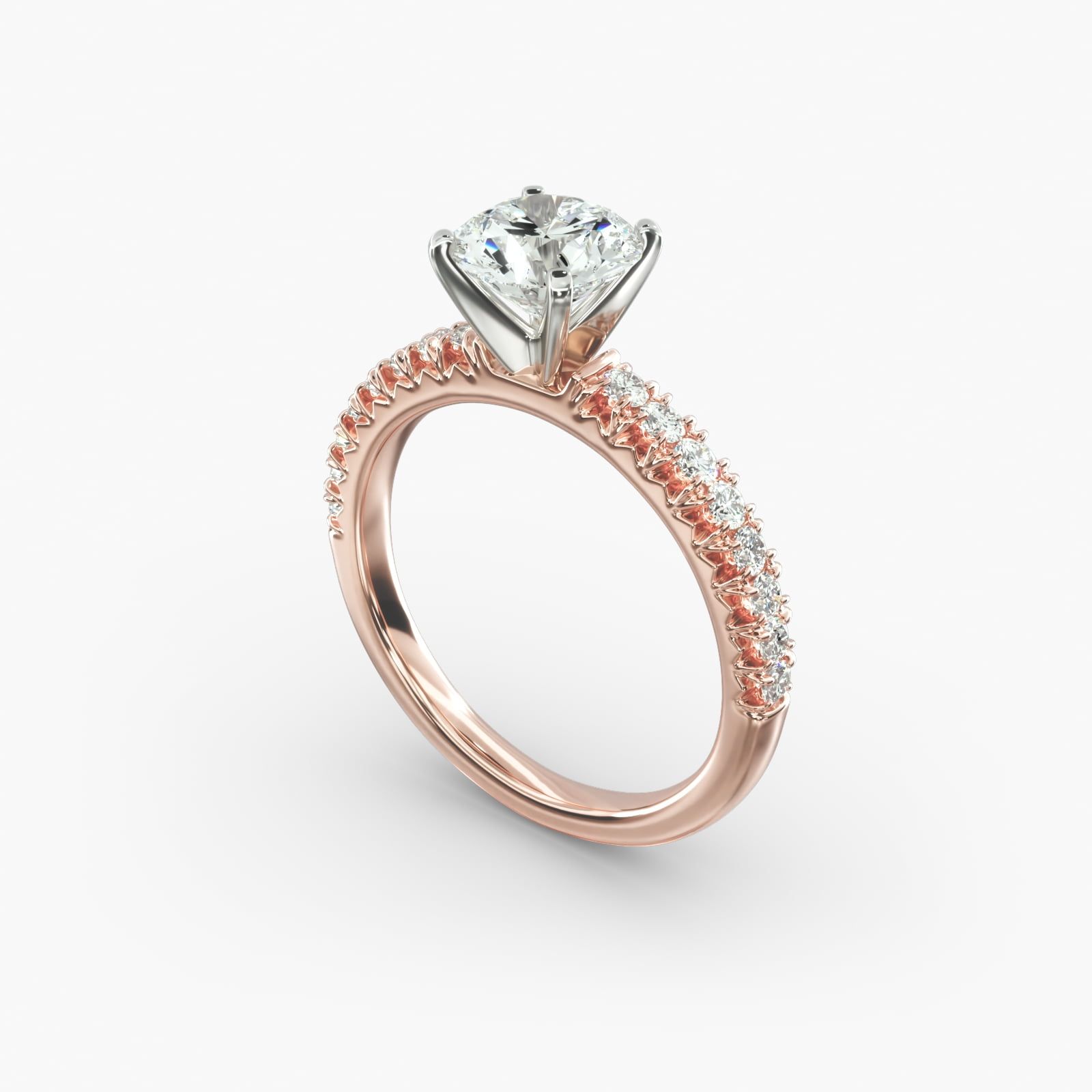 French Pave Diamond Engagement Ring in 14k Rose Gold 1 4 ct. tw