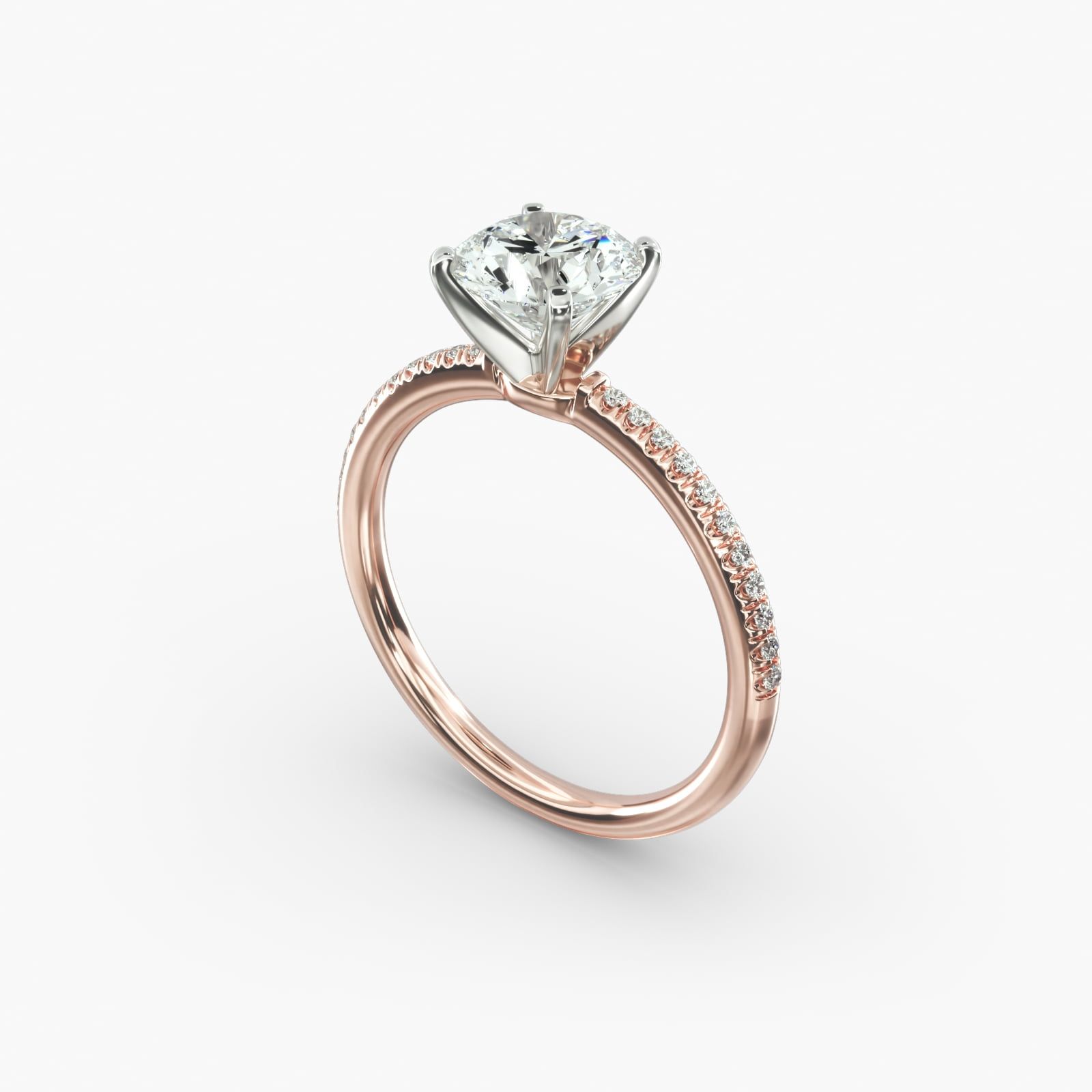 Petite Micropave Diamond Engagement Ring in 14k Rose Gold 1 10 ct. tw