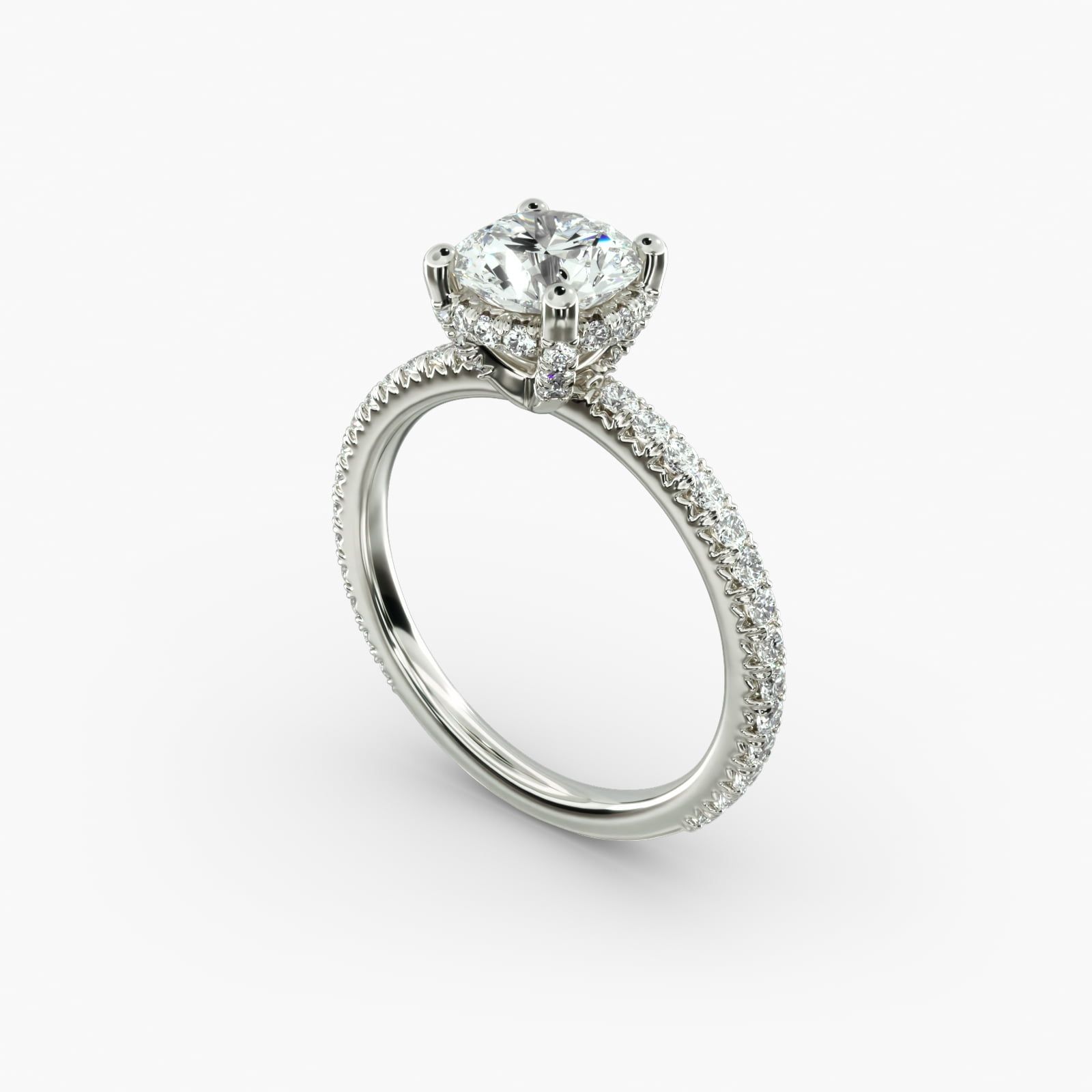 Blue Nile Studio Petite French Pave Crown Diamond Engagement Ring in Platinum 1 3 ct. tw