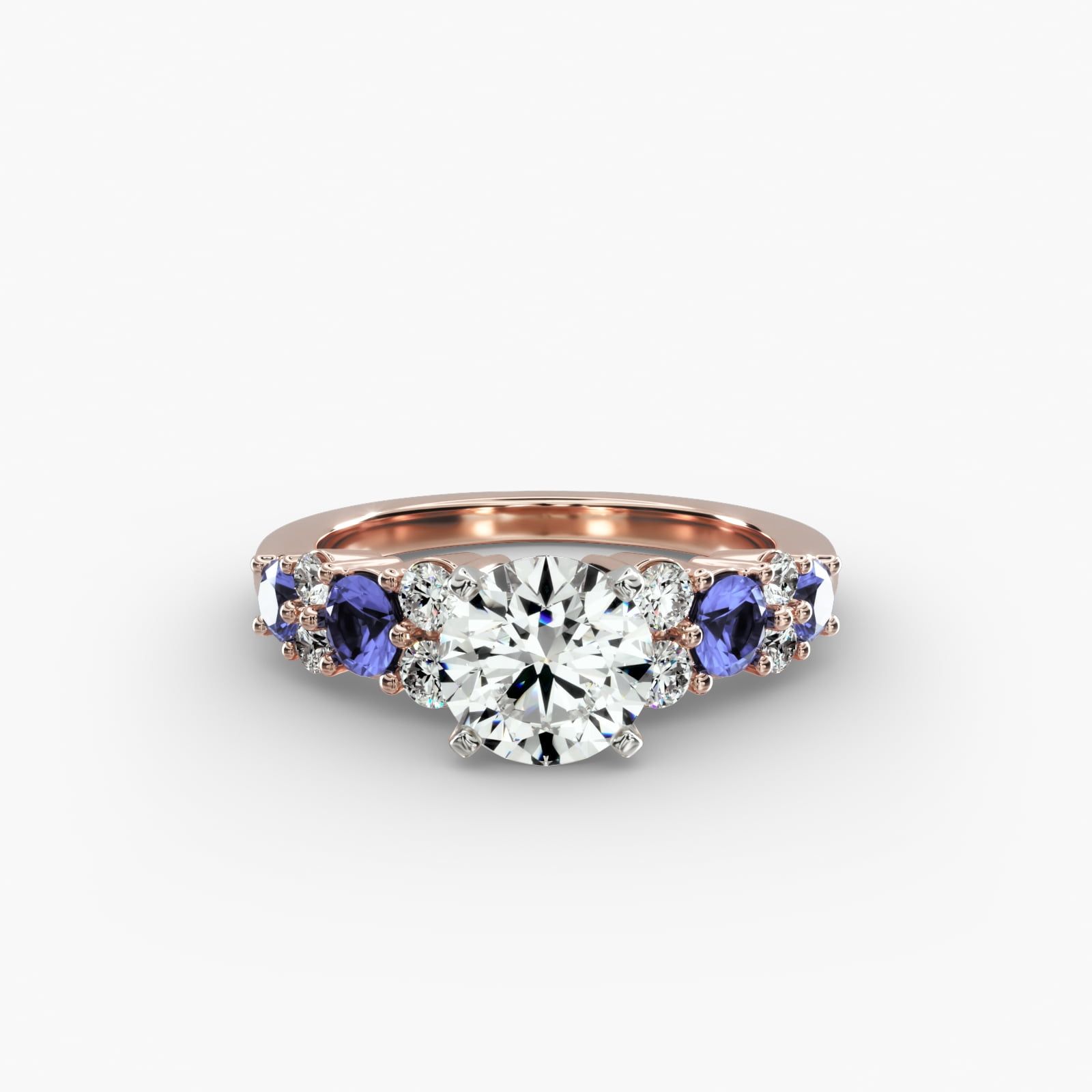 Blue Nile Garland Sapphire and Diamond Engagement Ring in 14K Rose Gold 0.75 H VVS1 Square Radiant Diamond Holiday Christmas Engagement