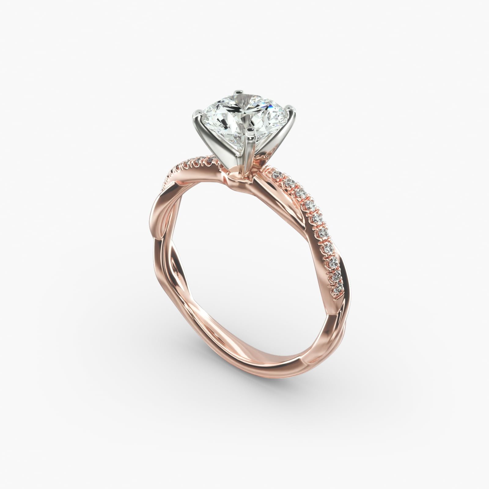 Petite Twist Diamond Engagement Ring in 14k Rose Gold 1 10 ct. tw