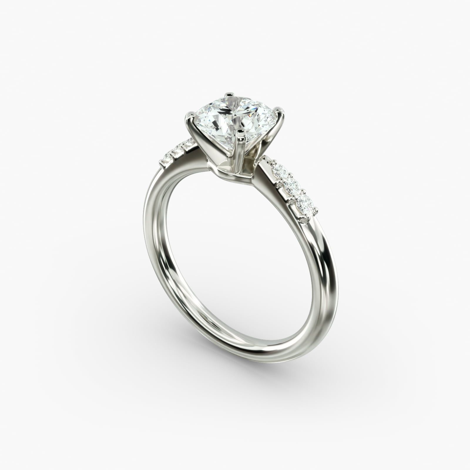 Six Prong Petite Diamond Engagement Ring in Platinum
