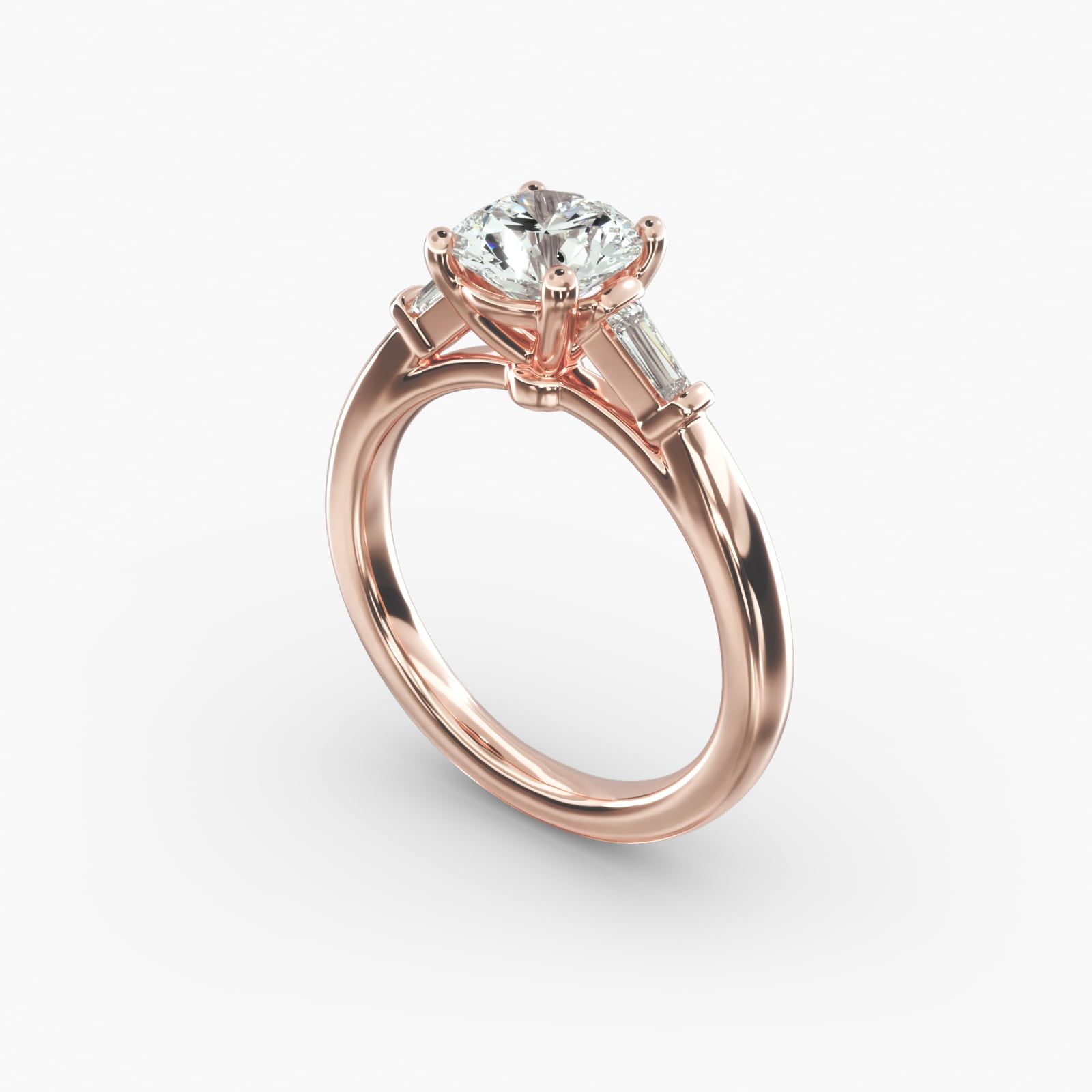 Tapered Baguette Diamond Engagement Ring in 14k Rose Gold 1 6 ct. tw