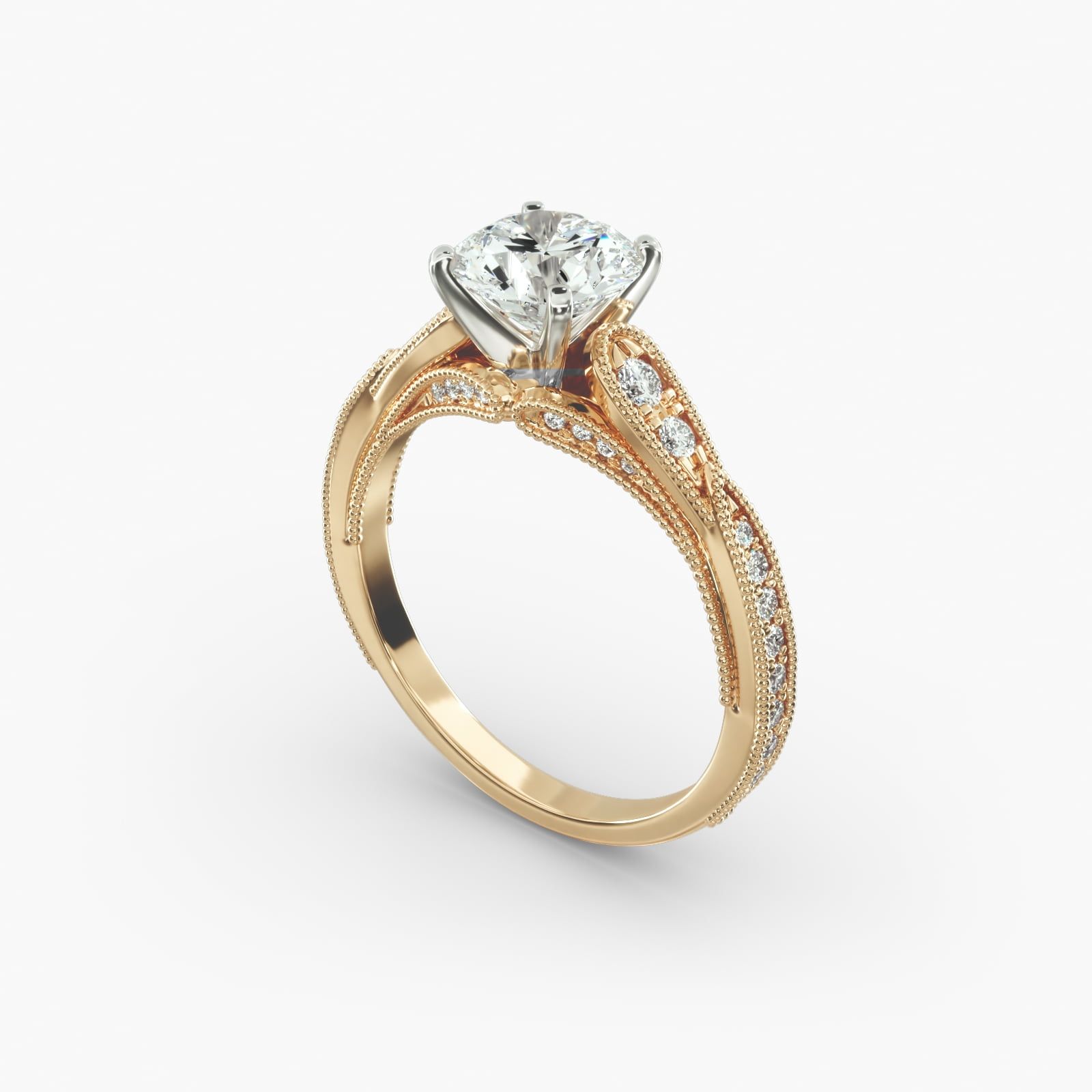 ZAC ZAC POSEN Vintage Milgrain Scalloped Diamond Engagement Ring in 14k Yellow Gold 1 3 ct. tw