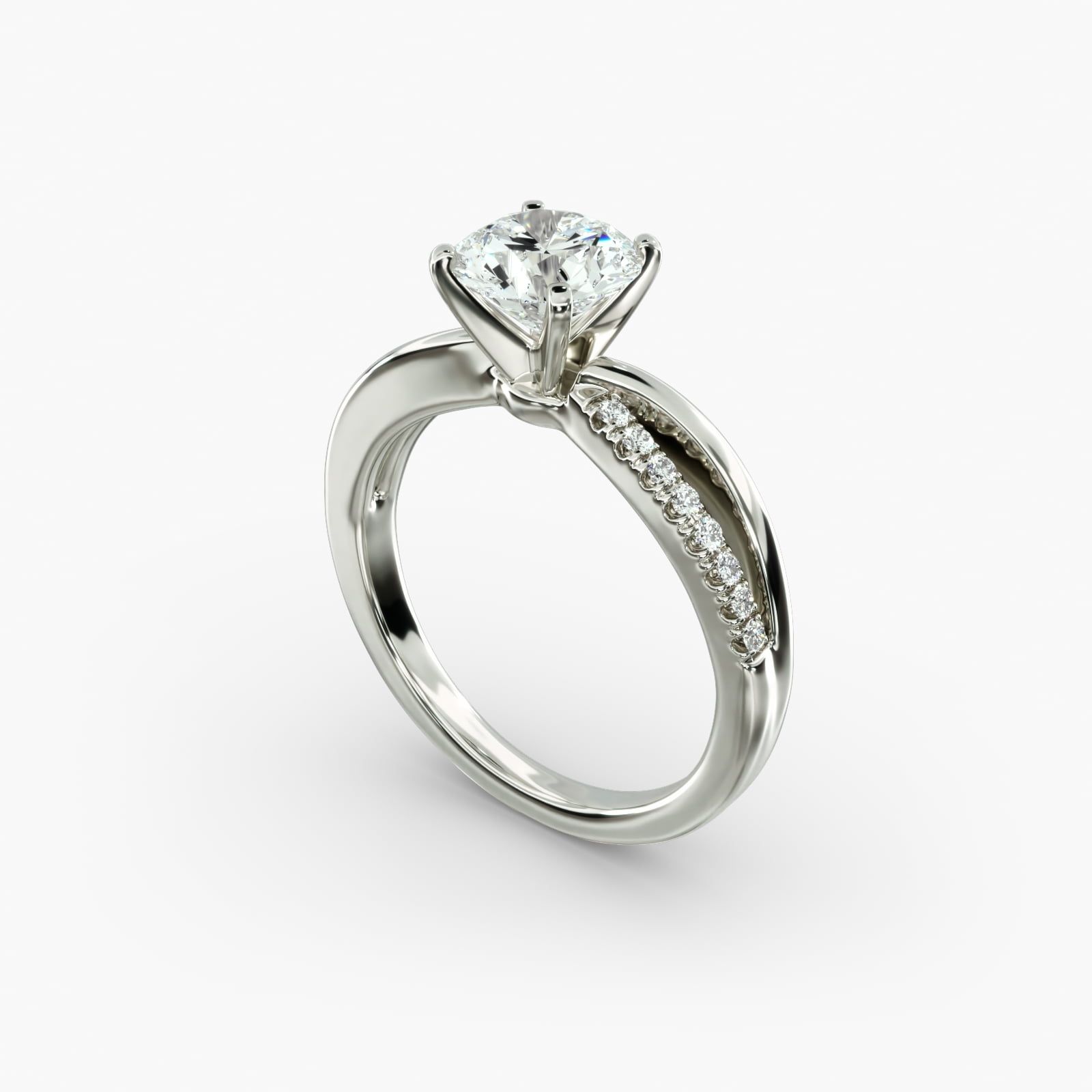 Split Shank Pave and Plain Shank Diamond Engagement Ring in 14k White Gold 1 10 ct. tw