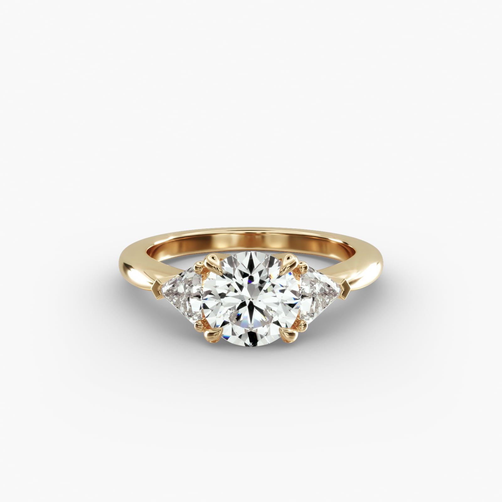 Three Stone Trillion Diamond Engagement Ring in 18k Yellow Gold 1 3 ct. tw