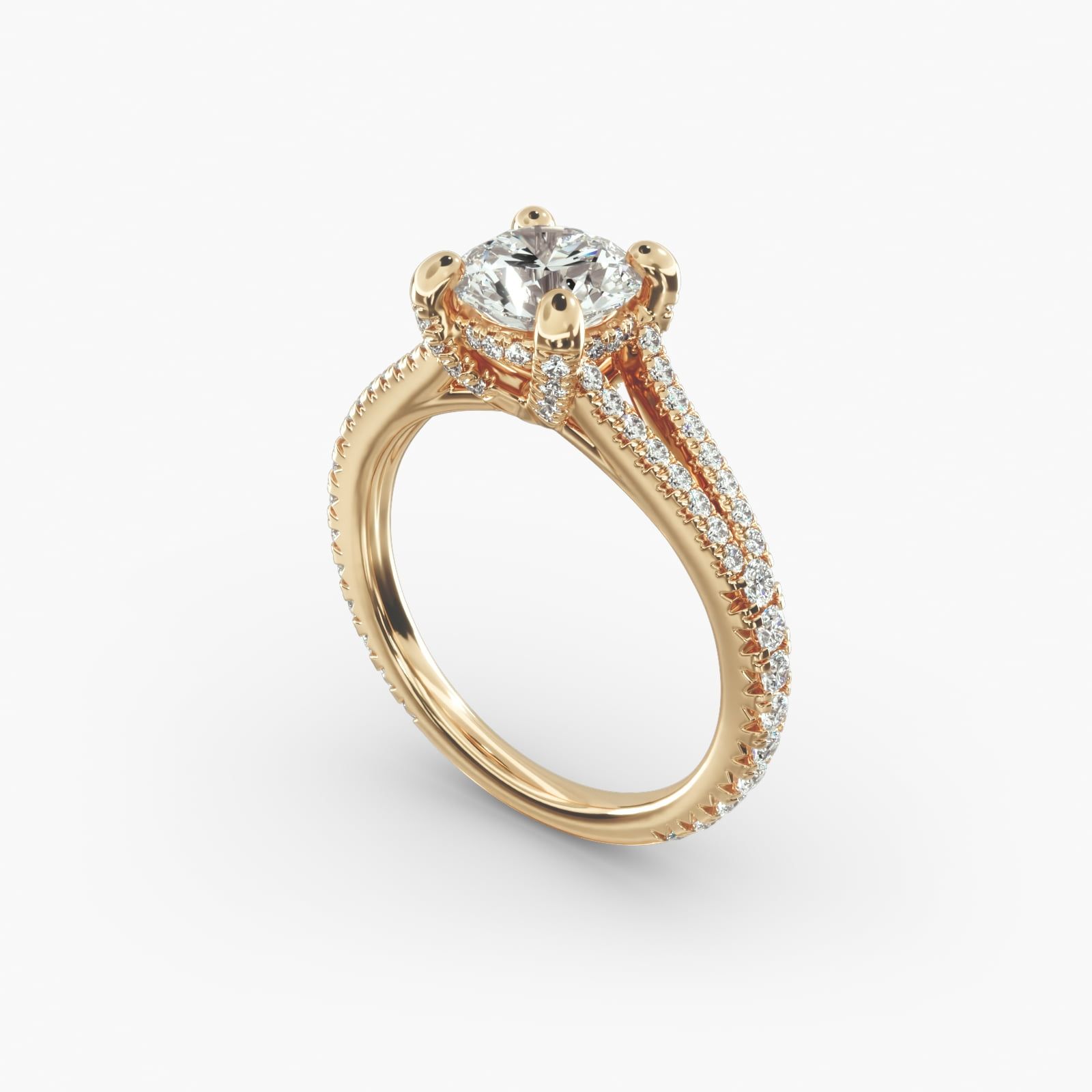 Split Shank Diamond Engagement Ring in 18k Yellow Gold