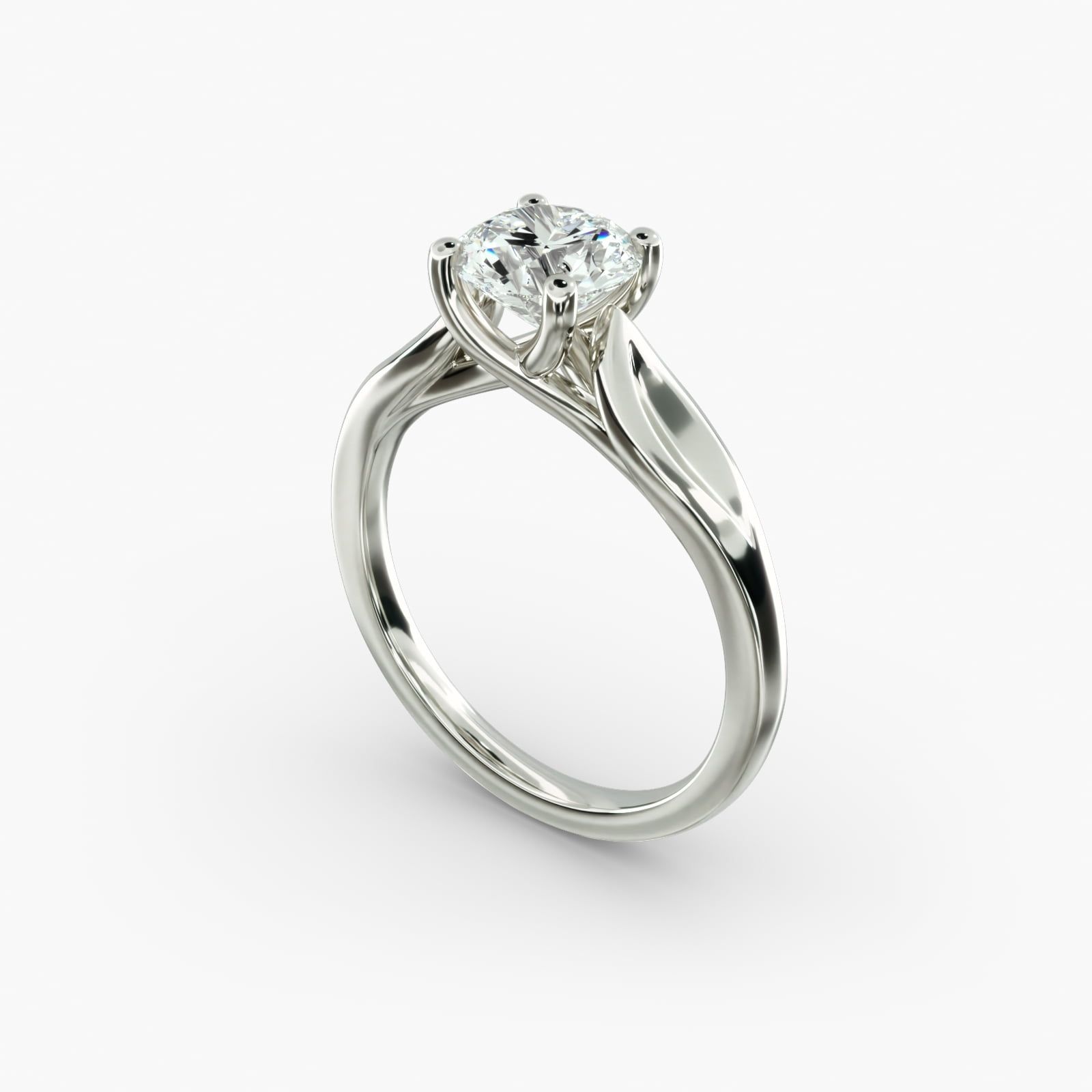 Leaf Solitaire Engagement Ring in Platinum
