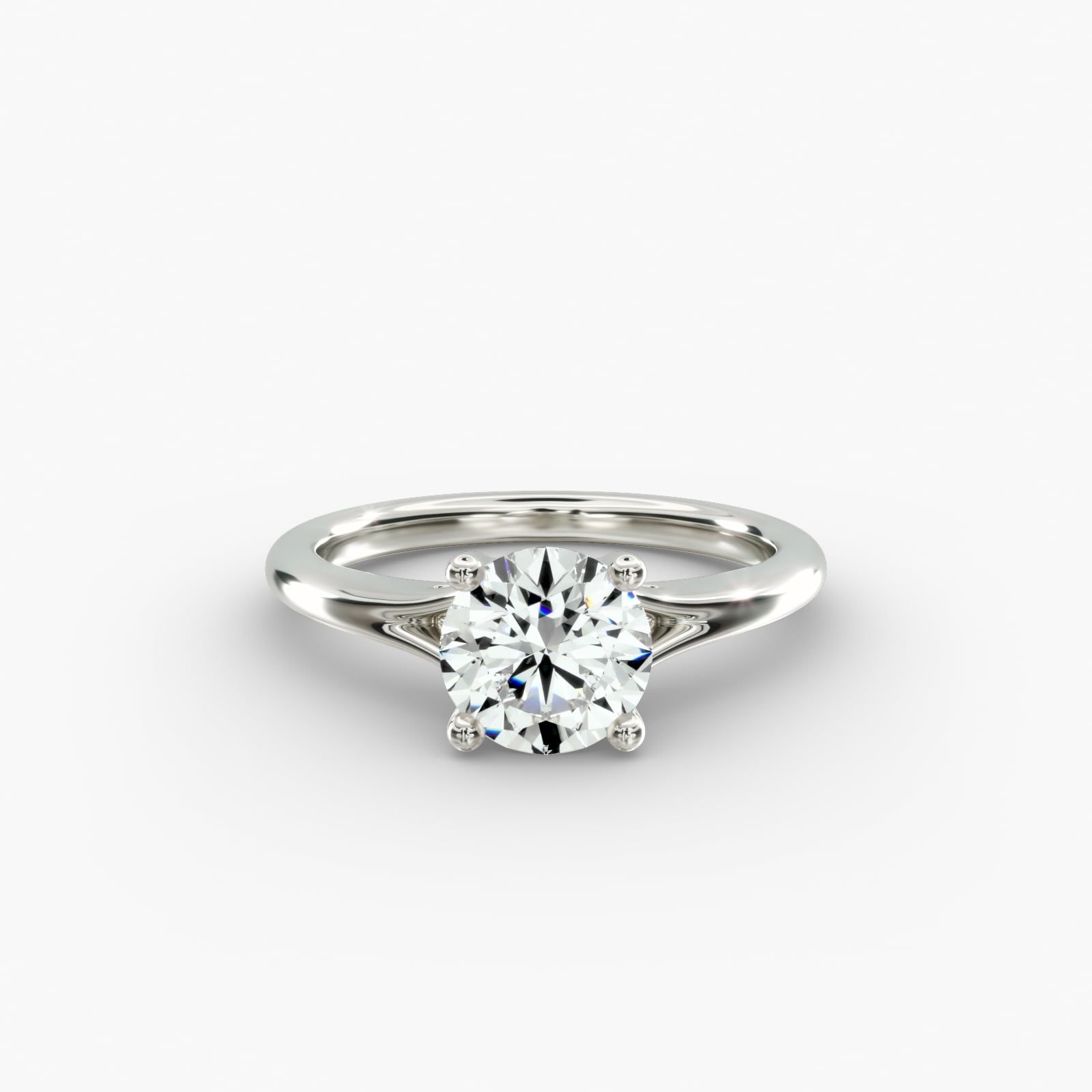 Petite Split Shank Solitaire in 14k White Gold