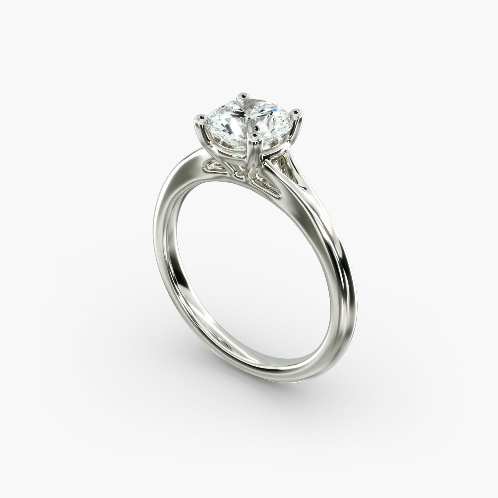 Petite Split Shank Solitaire in 14k White Gold