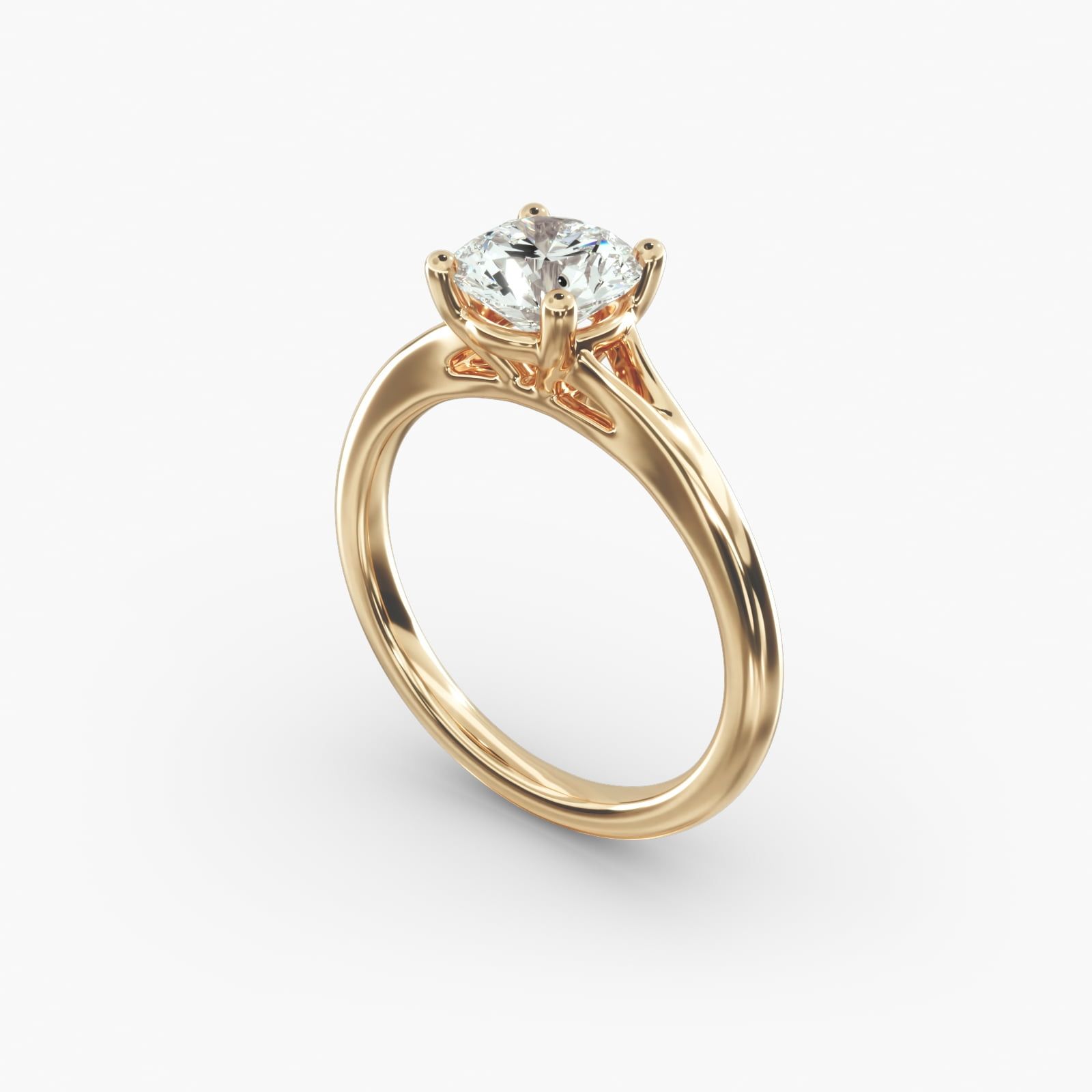 Petite Split Shank Solitaire in 14k Yellow Gold