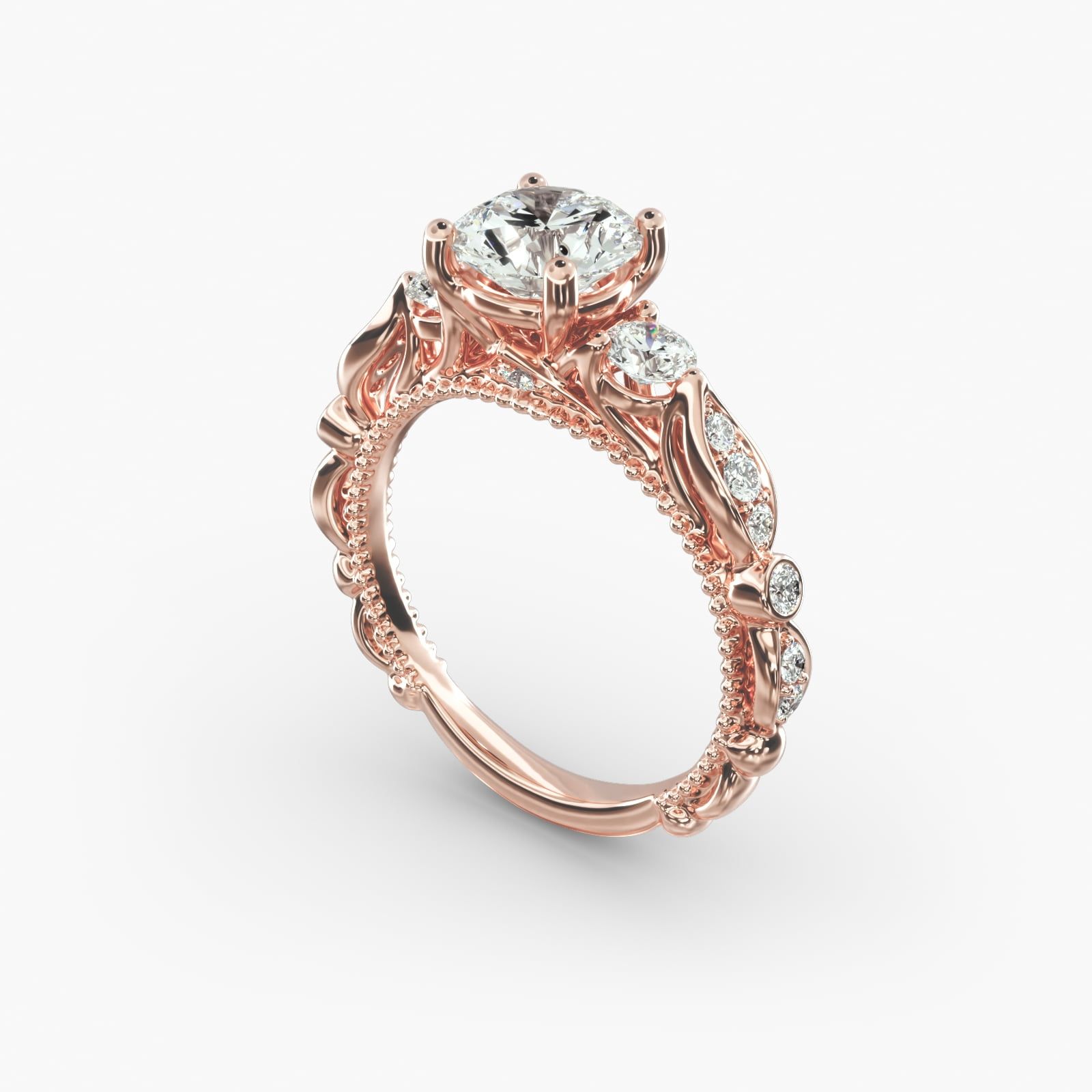 Rose gold cathedral engagement ring online