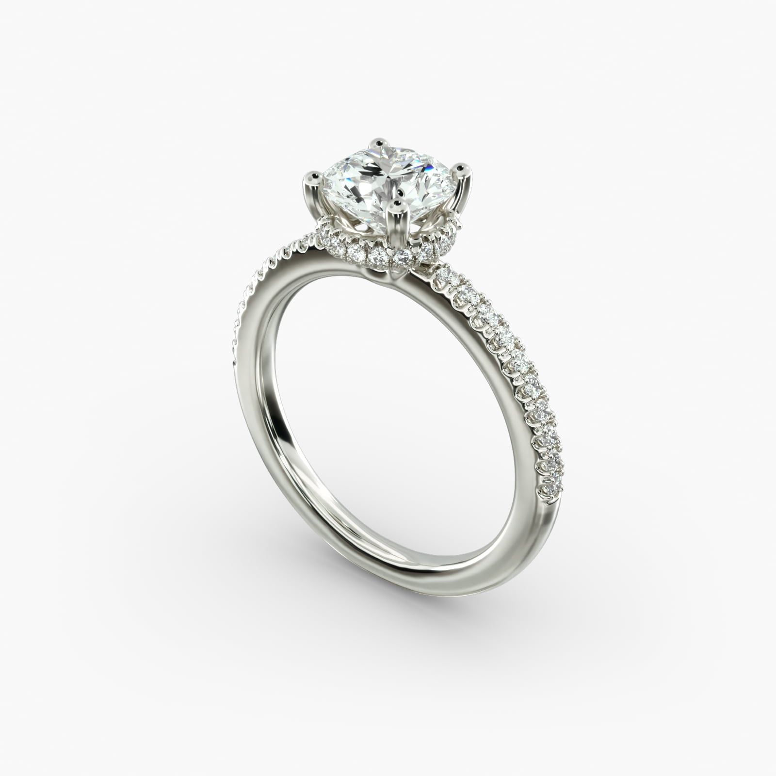 Petite Micropave Hidden Halo Engagement Ring in Platinum 1 5 ct. tw