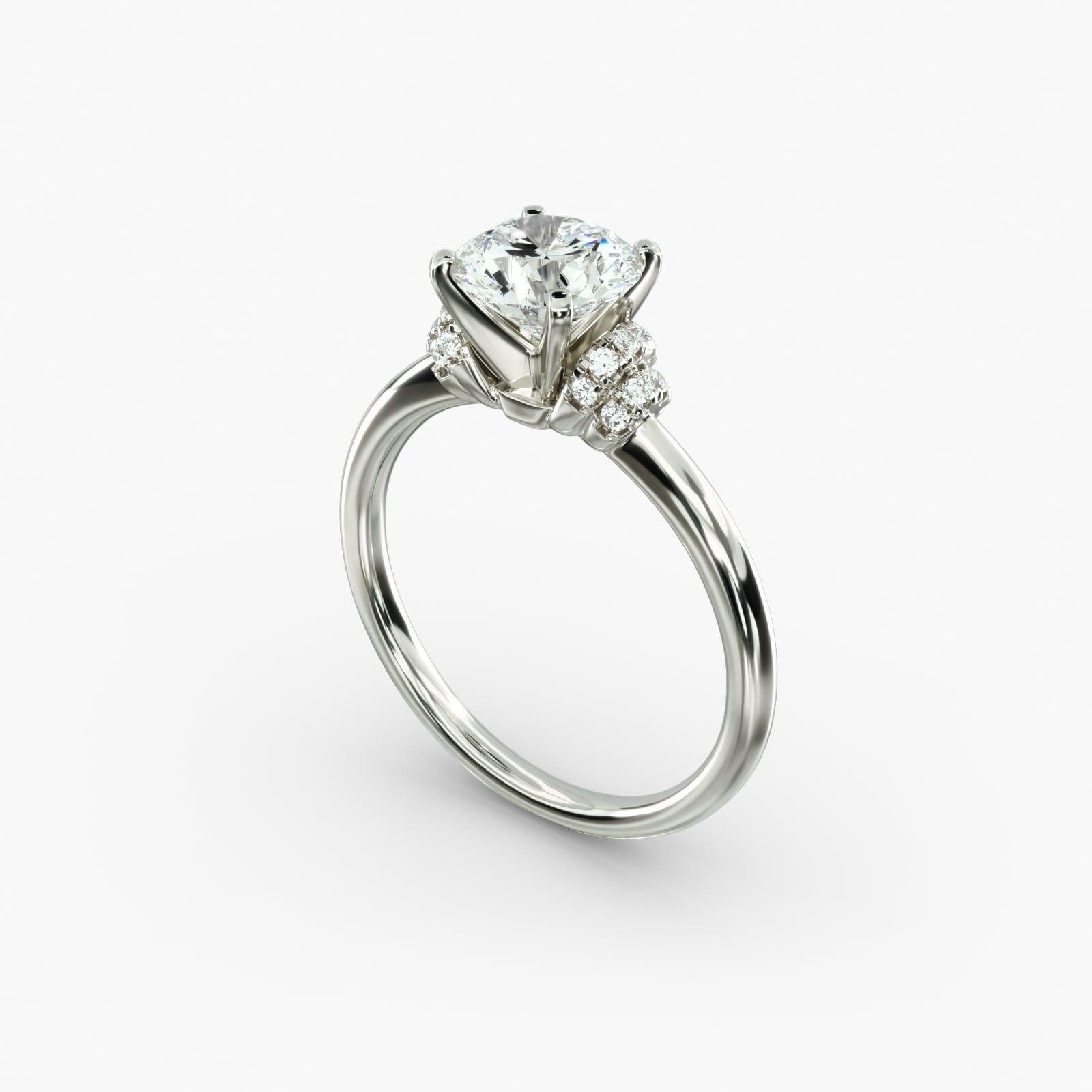 Delicate Aria Pave Diamond Engagement Ring in 18k White Gold 1 10 ct. tw