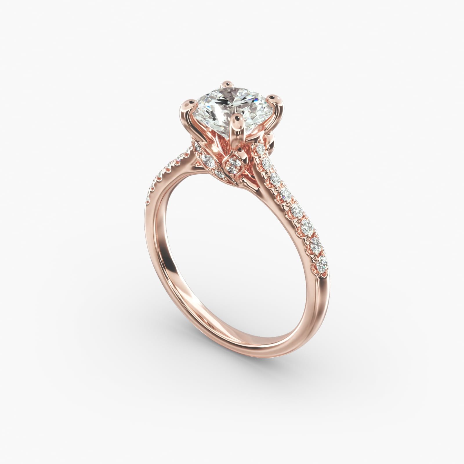 Petite Petal Diamond Engagement Ring in 14k Rose Gold 1 10 ct. tw
