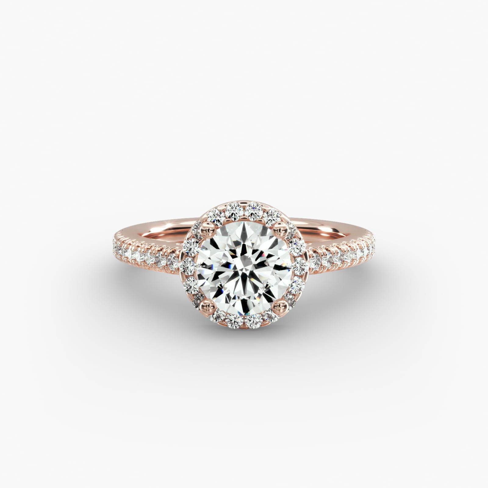 Classic Halo Diamond Engagement Ring in 14k Rose Gold
