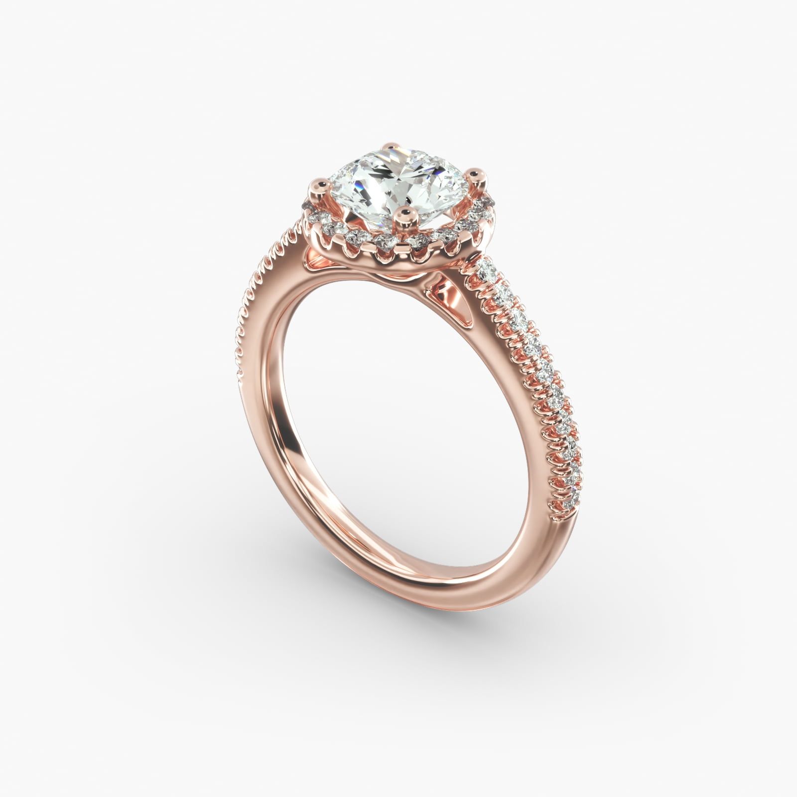 Classic Halo Diamond Engagement Ring in 14k Rose Gold