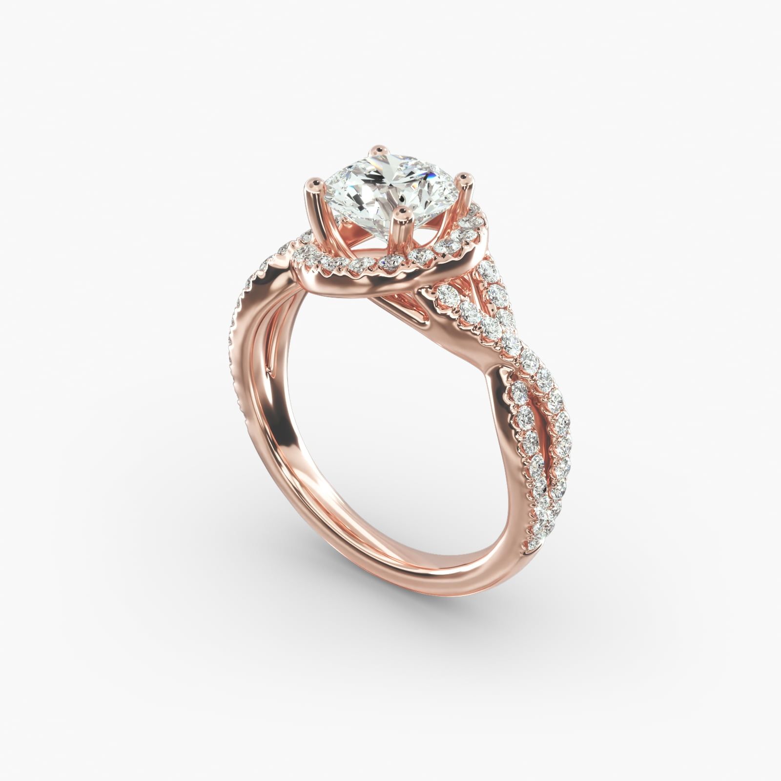 Rose gold halo pave engagement ring hotsell