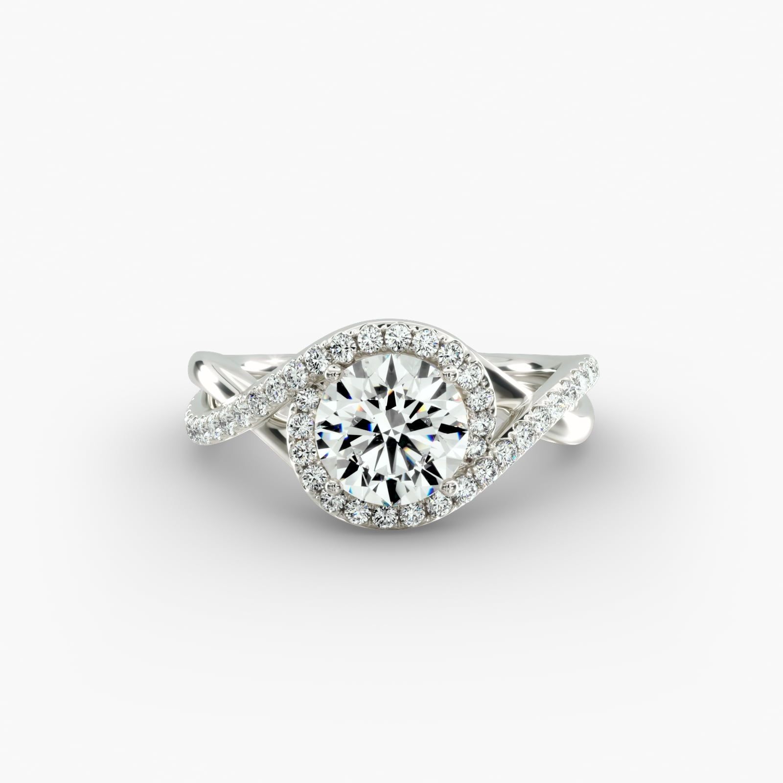 Petite twisted halo diamond engagement ring clearance