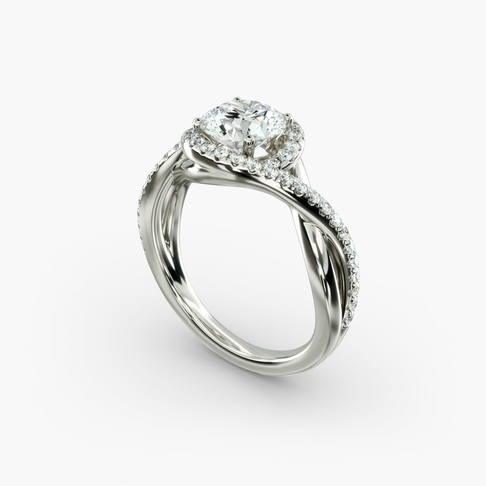 Petite twisted halo diamond engagement ring deals