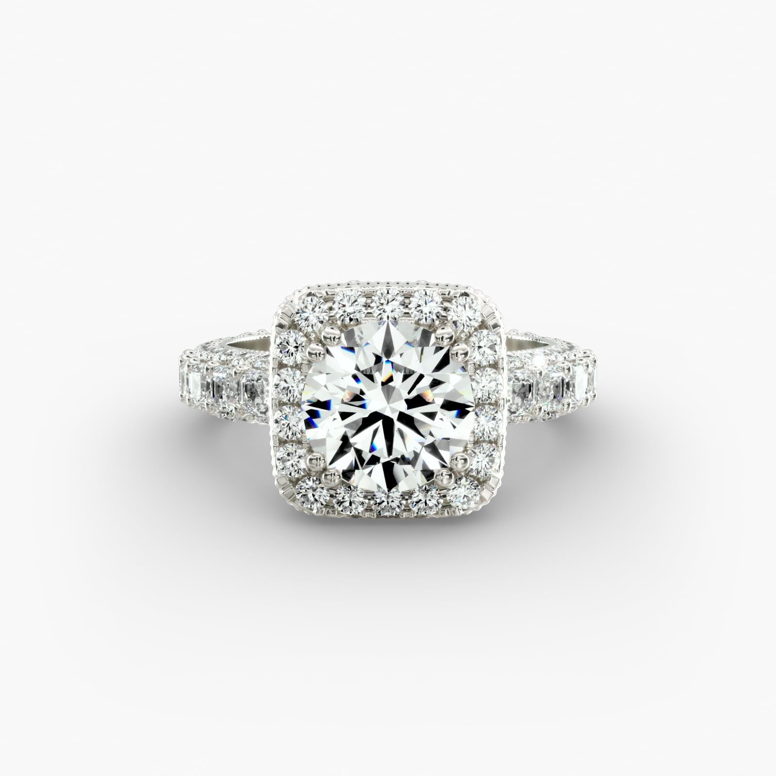 Bella Vaughan for Blue Nile Grandeur Cushion Halo Diamond Engagement Ring in Platinum 2 ct. tw