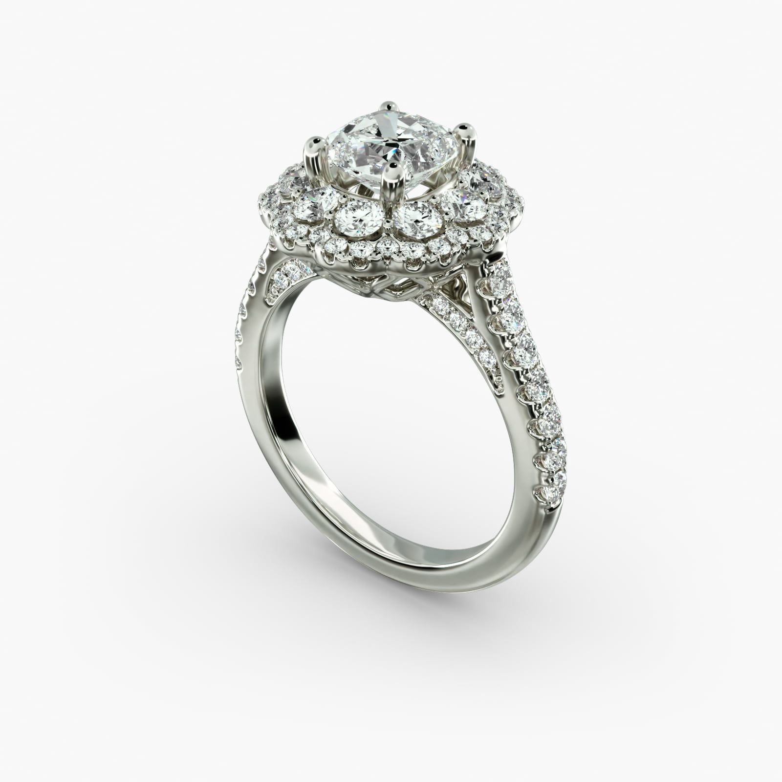 Vintage Diamond Halo Engagement Ring in 14k White Gold 5 8 ct. tw