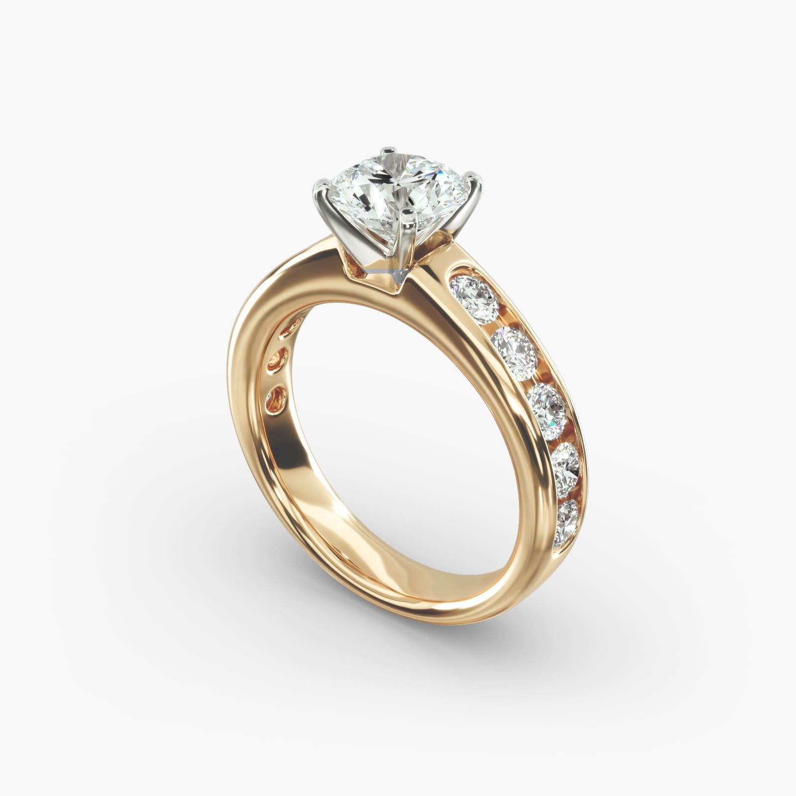 Full Channel Set Round Diamond (0.6ct) 9ct White Gold Flat 4mm Ring main image 0