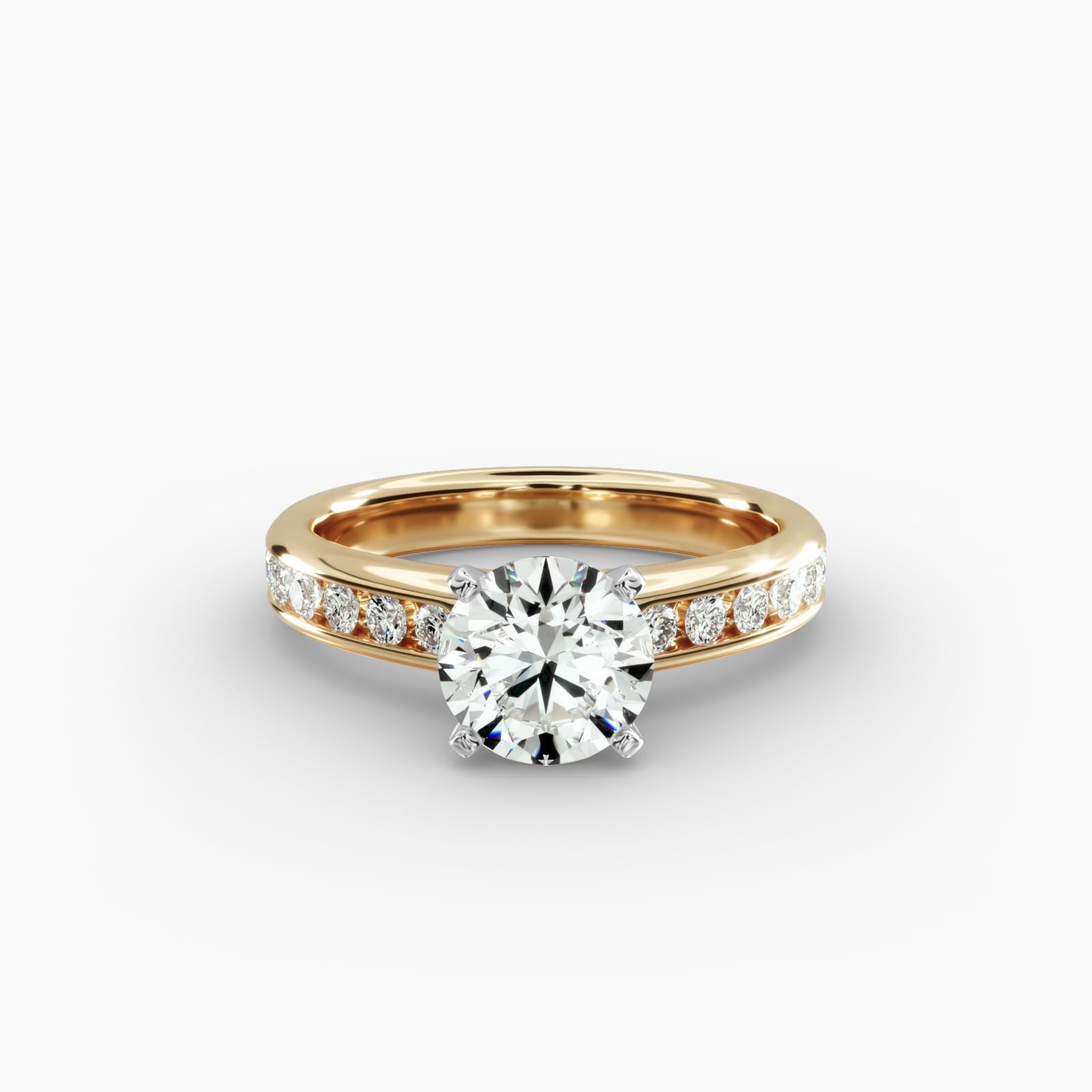 Full Channel Set Round Diamond (0.6ct) 9ct White Gold Flat 4mm Ring main image 1