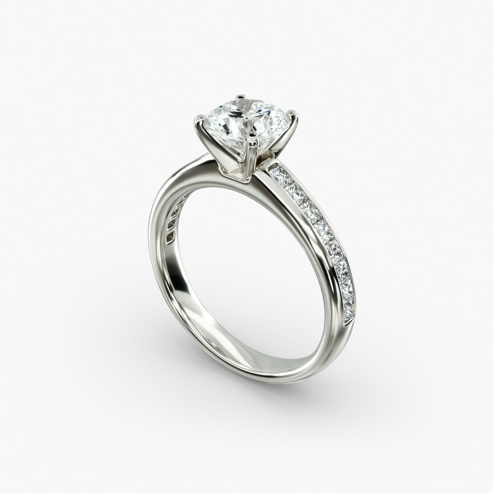 Channel Set Princess Diamond Engagement Ring in Platinum 1 2 ct. tw